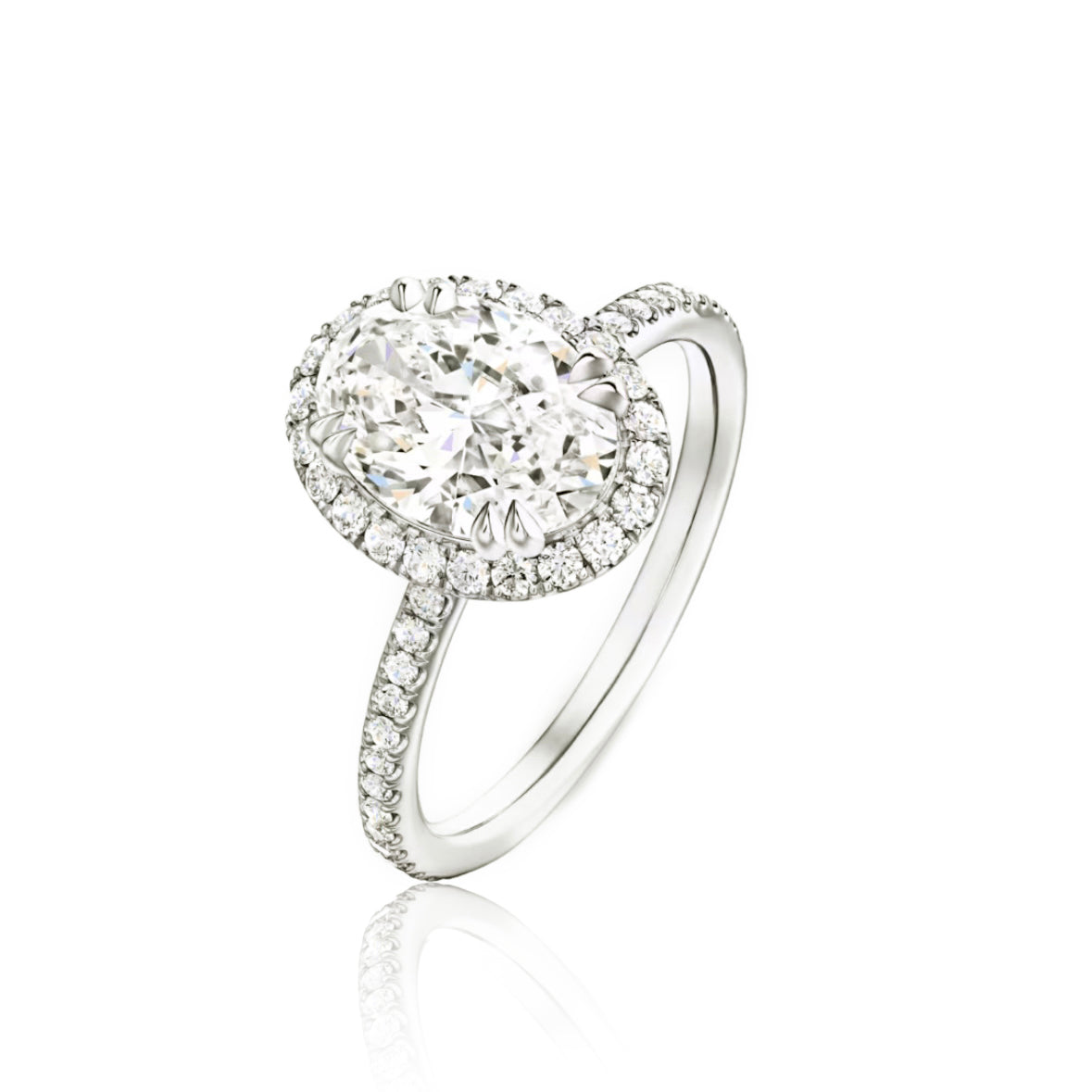Radiant Oval-Shaped Diamond Micropavé Engagement Ring