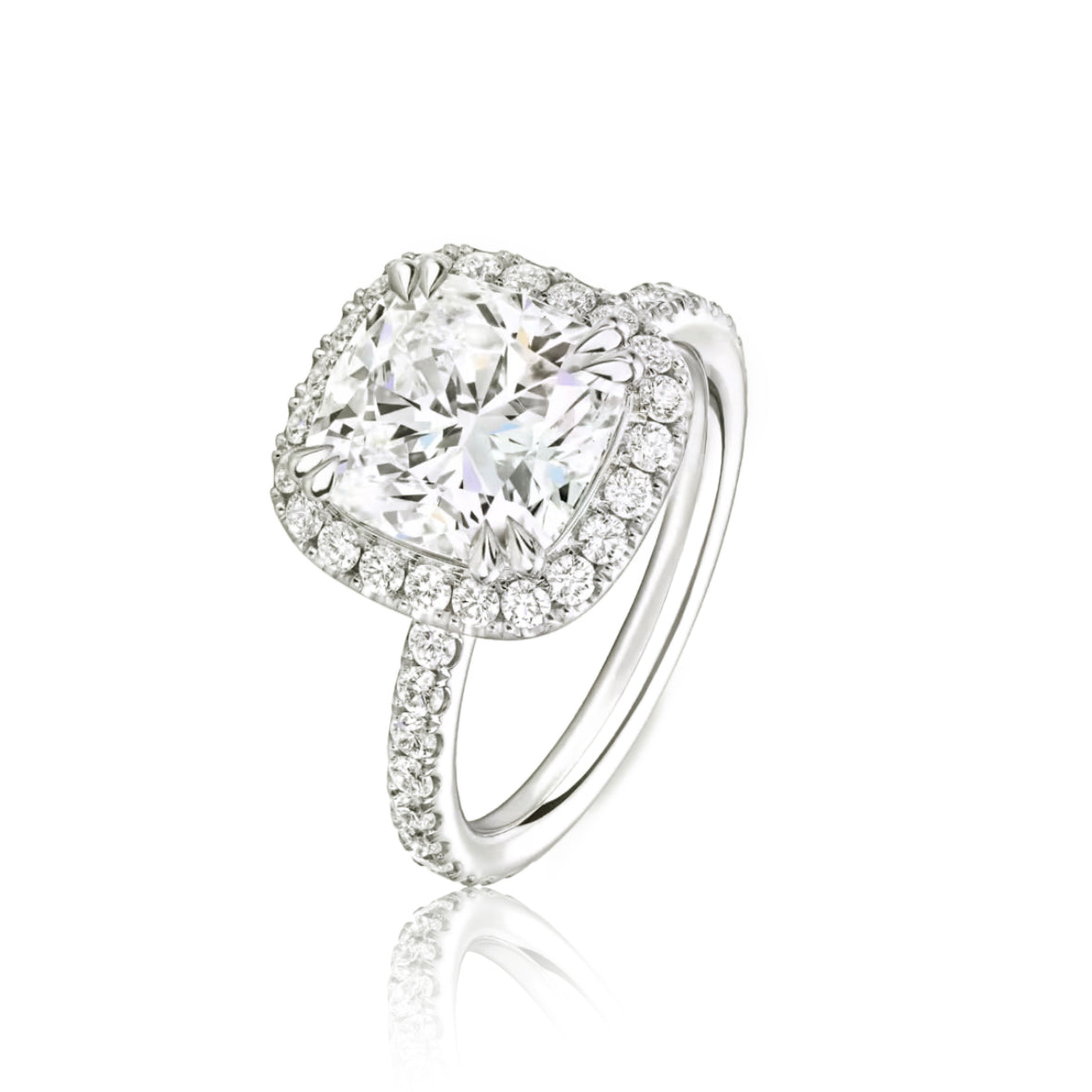 Radiant Cushion-Cut Diamond Micropavé Engagement Ring