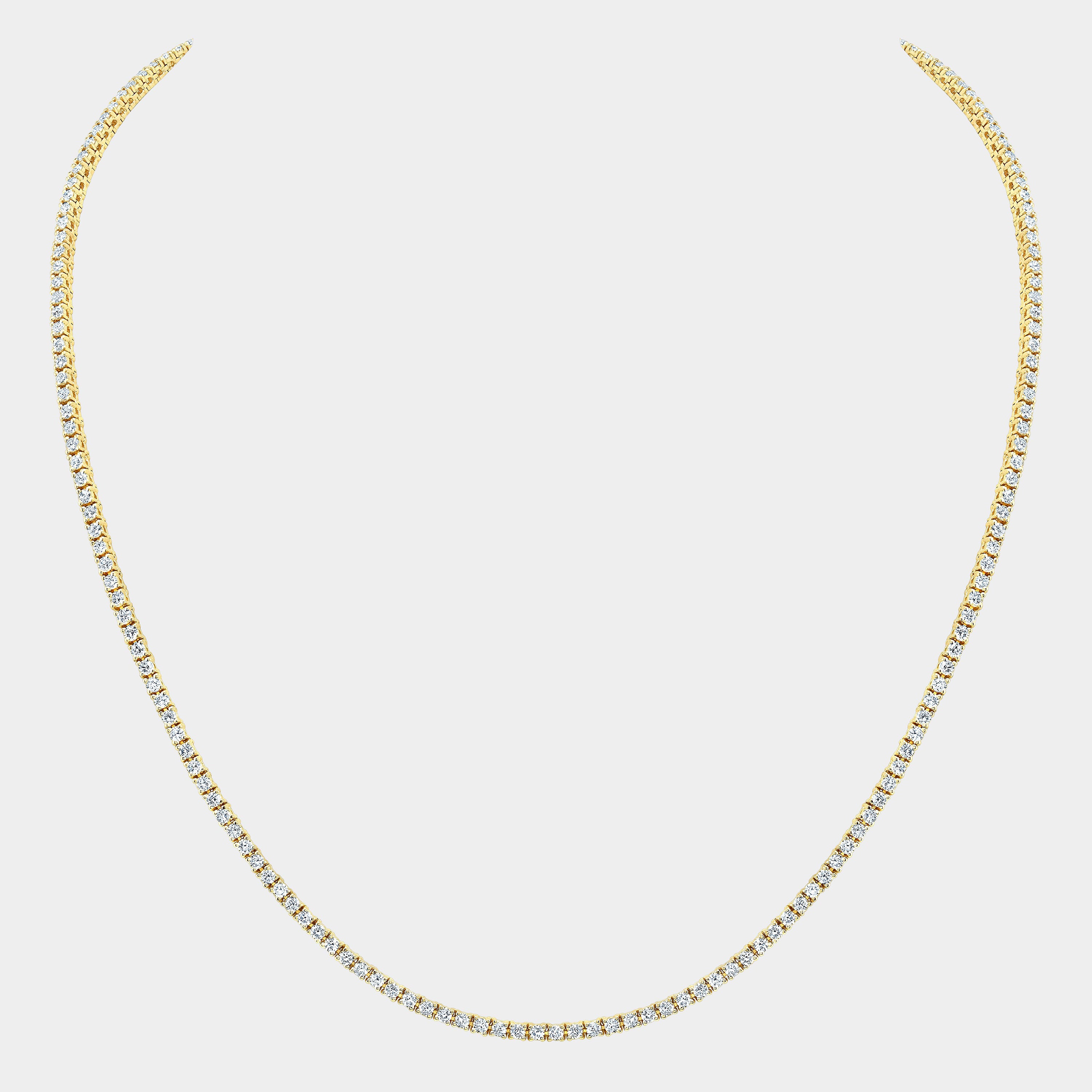 4ct Round Diamond Petite Choker Yellow Gold Tennis Necklace in 14k Yellow Gold