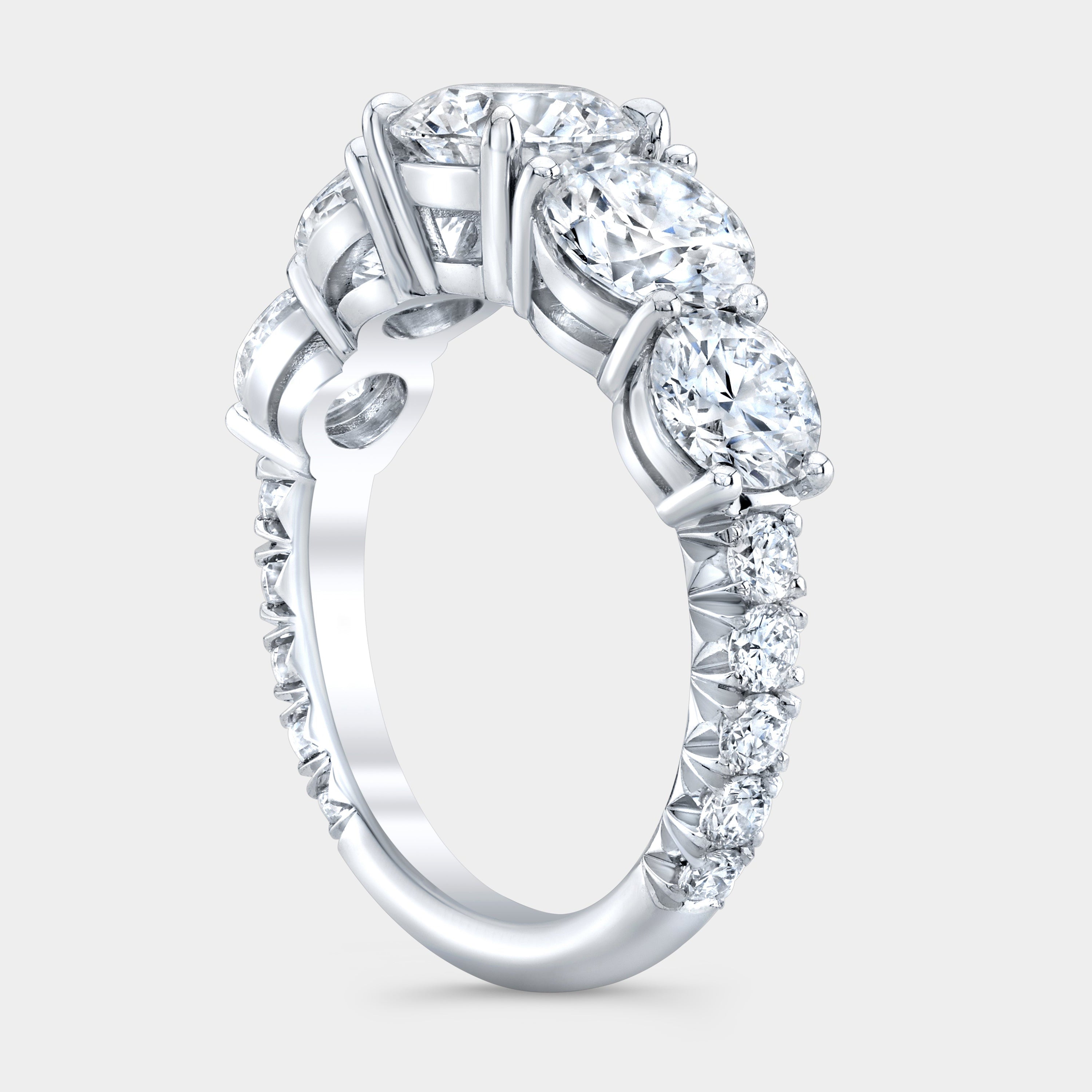 3.75ct Five Stone French Pave Round Diamond Band in Platinum