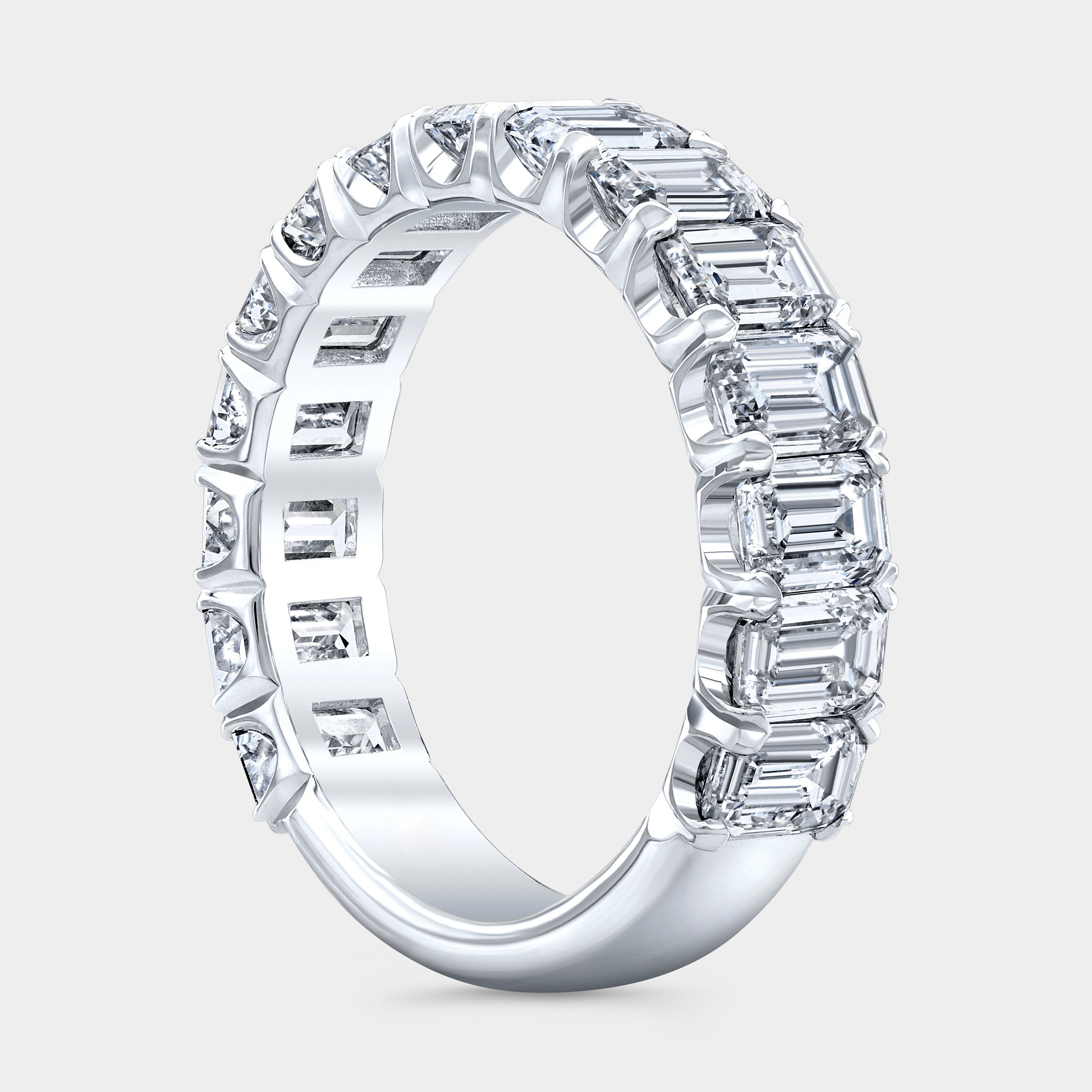 3.25ct Emerald Cut Diamond Platinum 4.30mm Chloe Wedding Band