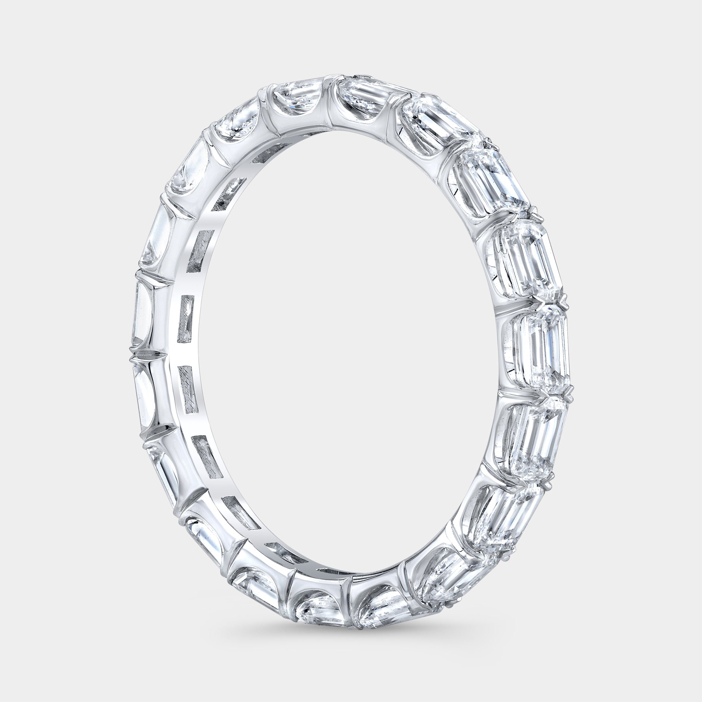1.75ct Emerald Diamond East West Petite Platinum Eternity Band