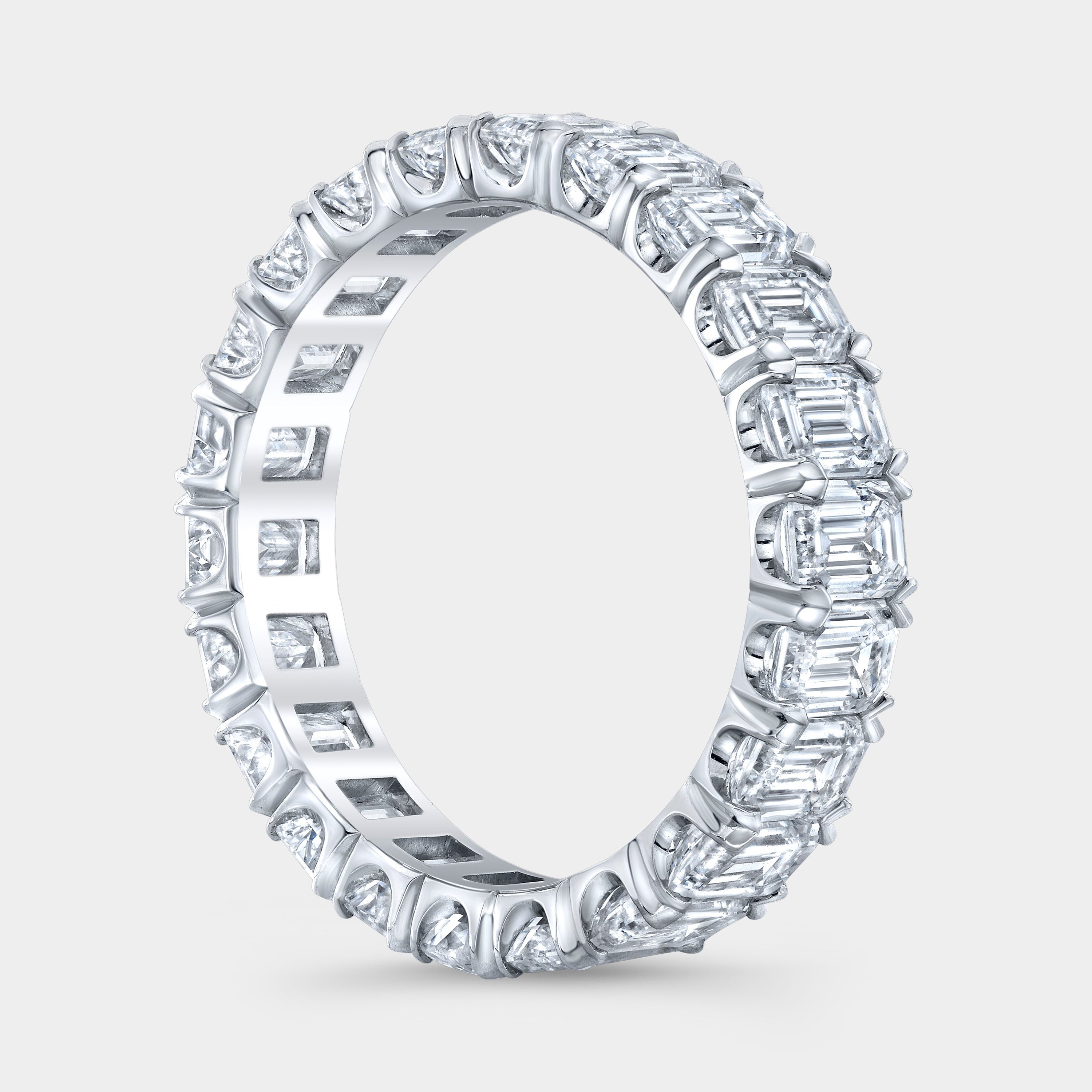 4.35ct Lab Grown Emerald Diamond Extra Low Profile Chloe Platinum Eternity Band