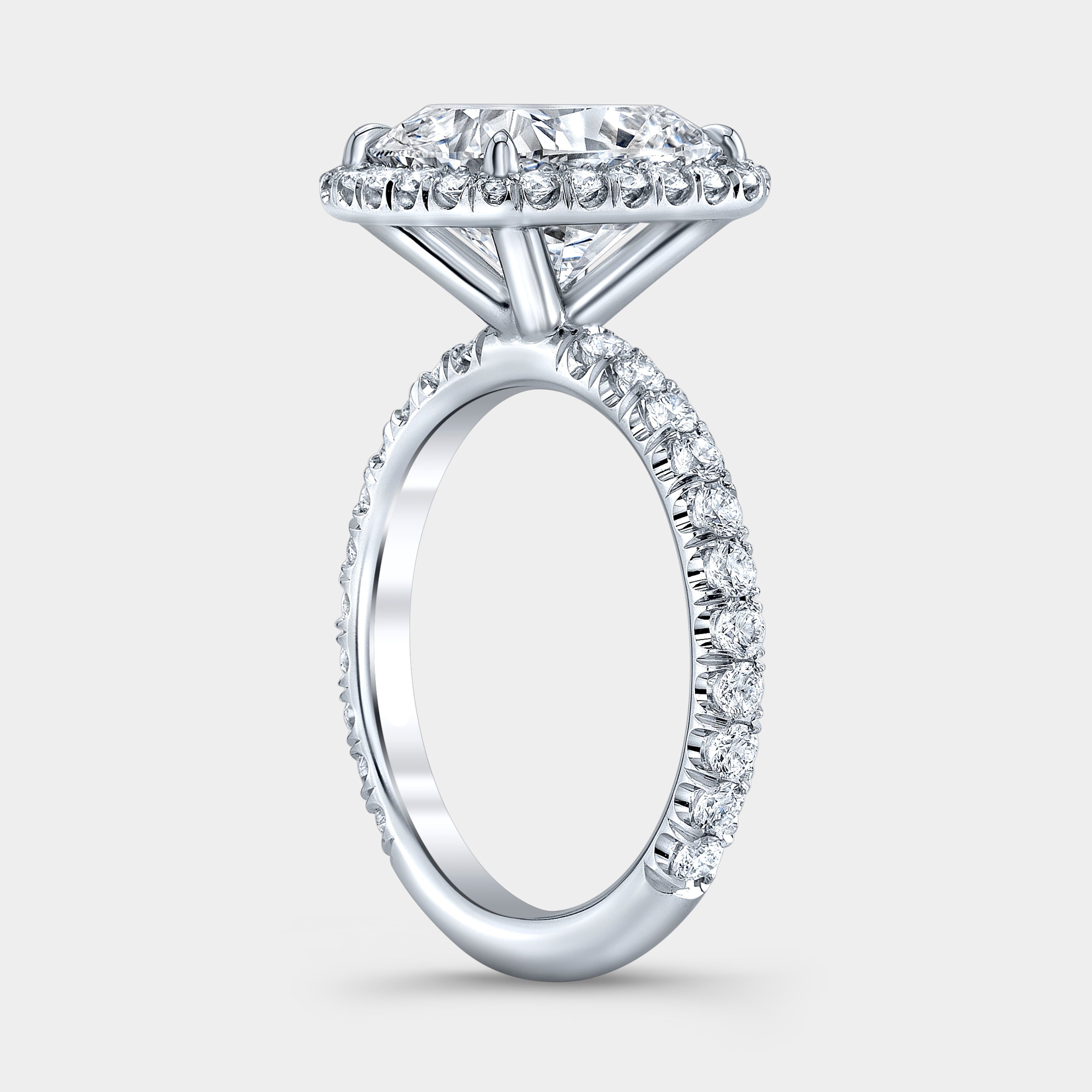 Cushion Cut Halo with U Pave White Gold Engagement Ring - 1.50ct Lab Grown