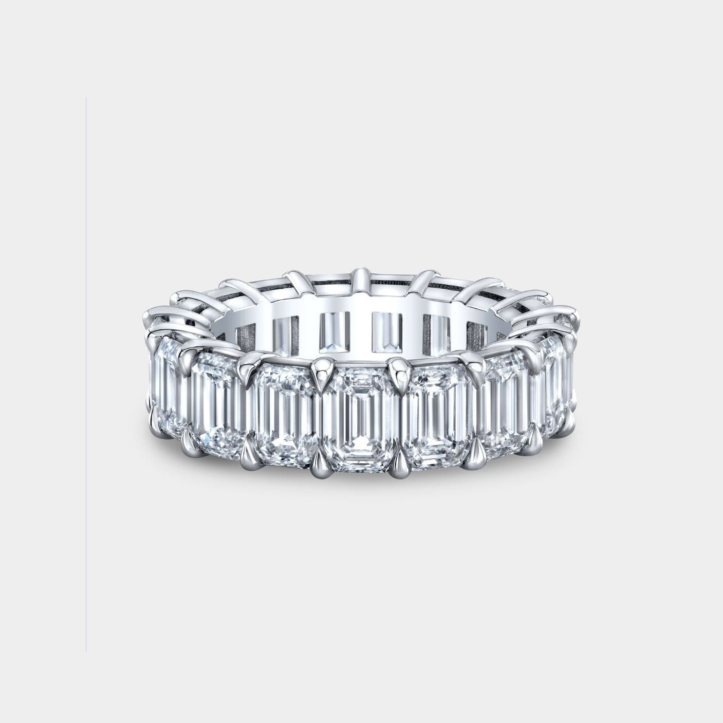 8.50ct Lab Grown Emerald Diamond Platinum Eternity Band