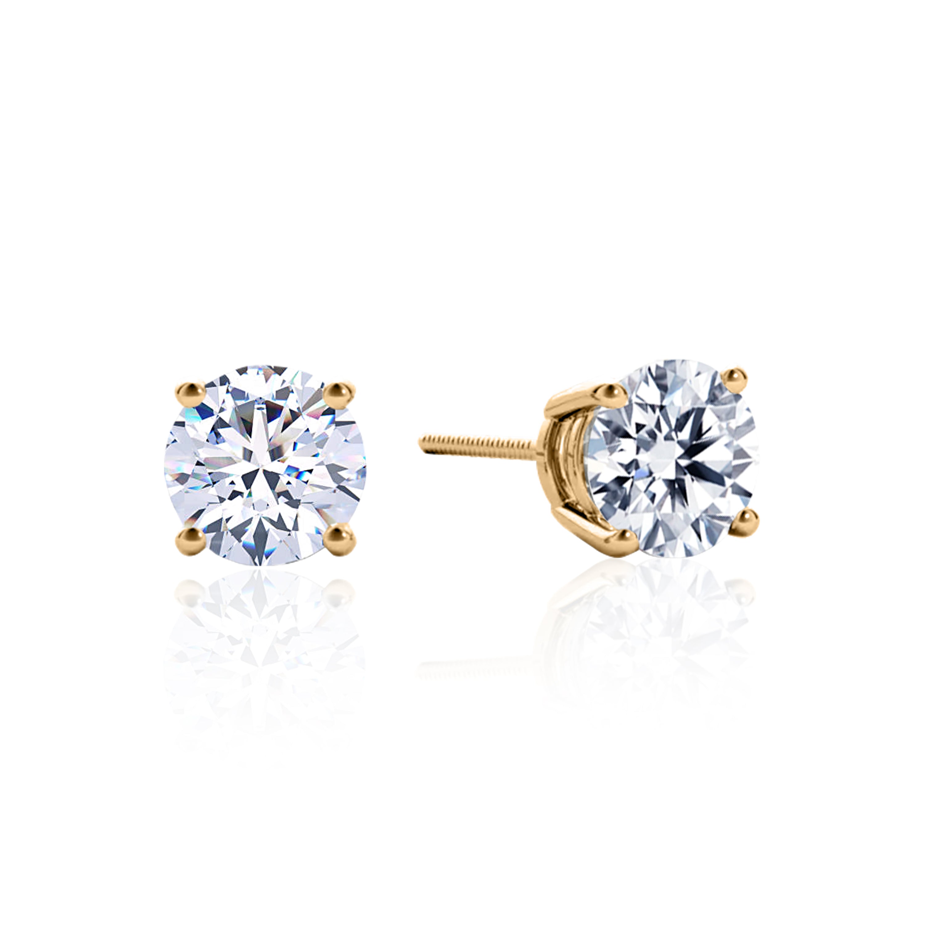 #Metal_14K Yellow Gold#Total Carat Weight_1 1/2#Post Type_Threaded / Screw On and Off