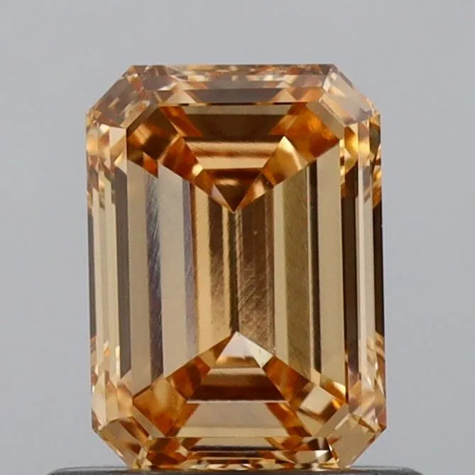 0.84ct Emerald Lab Grown Diamond (Colour Fancy Orangey Brown, Clarity VVS2, IGI Certified)