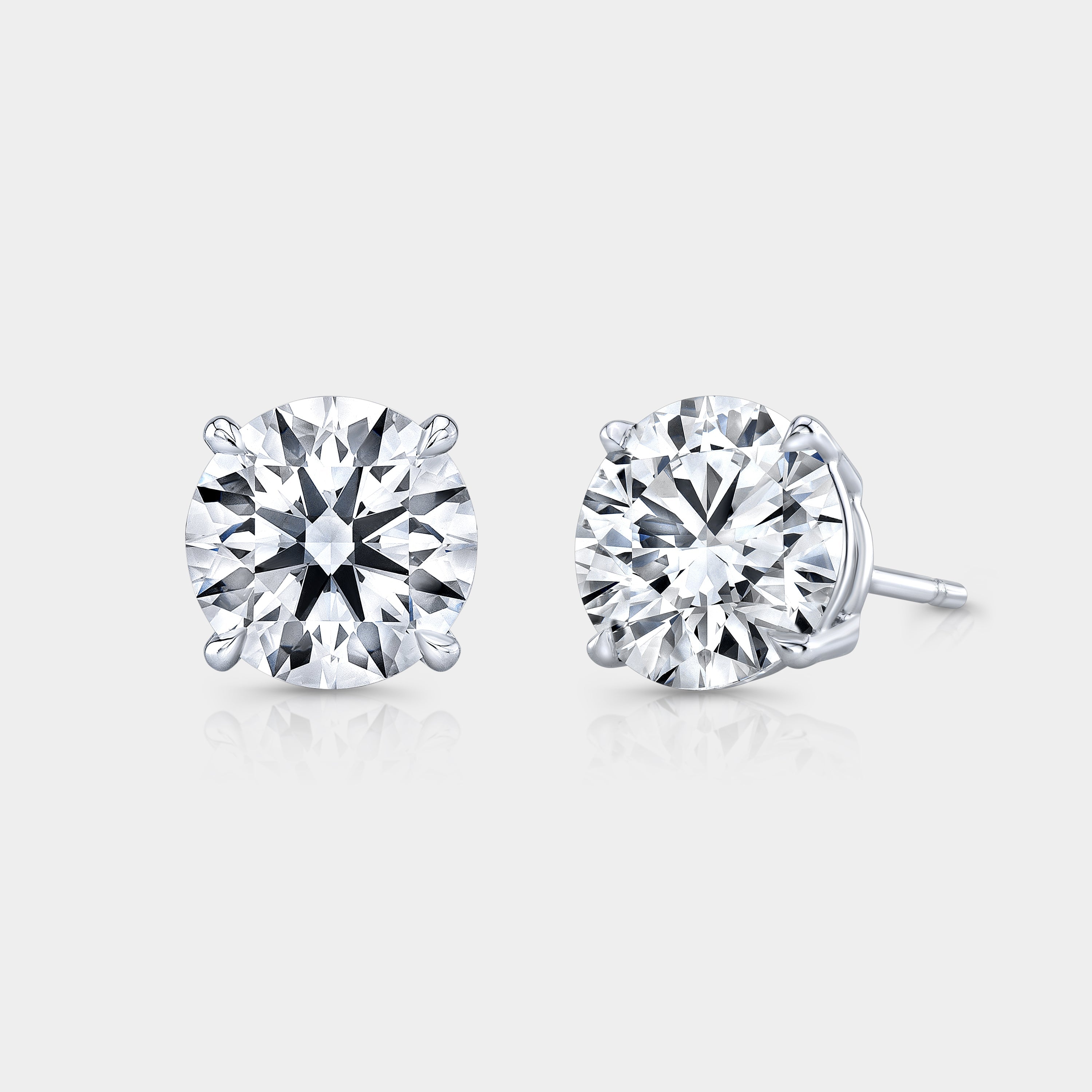 2ct Round Lab Grown Diamond Stud White Gold Earrings in 14k White Gold - Front View