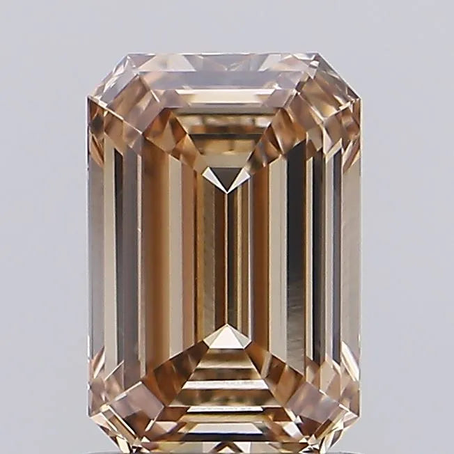 1.02ct Emerald Lab Grown Diamond (Colour Fancy Light Brown, Clarity VS1, IGI Certified)