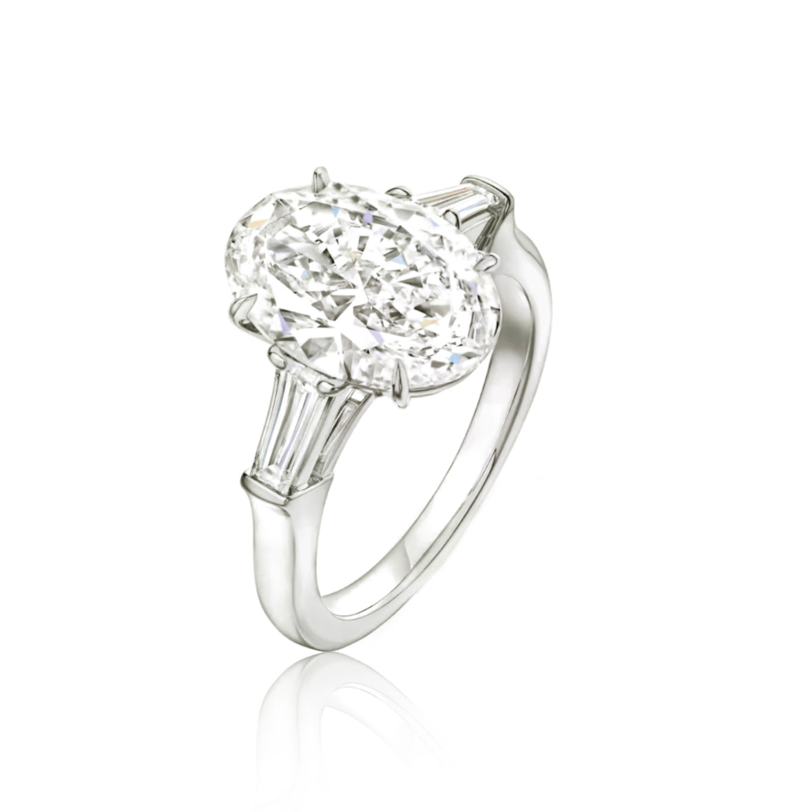 Mangrove Splendor Oval-Shaped Ring with Tapered Baguette Accents