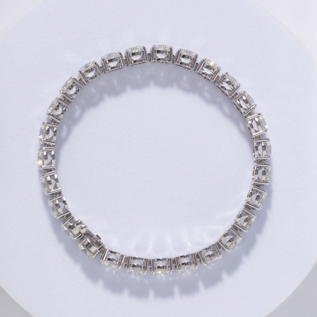 20ct Natural Round Diamond Platinum Tennis Bracelet