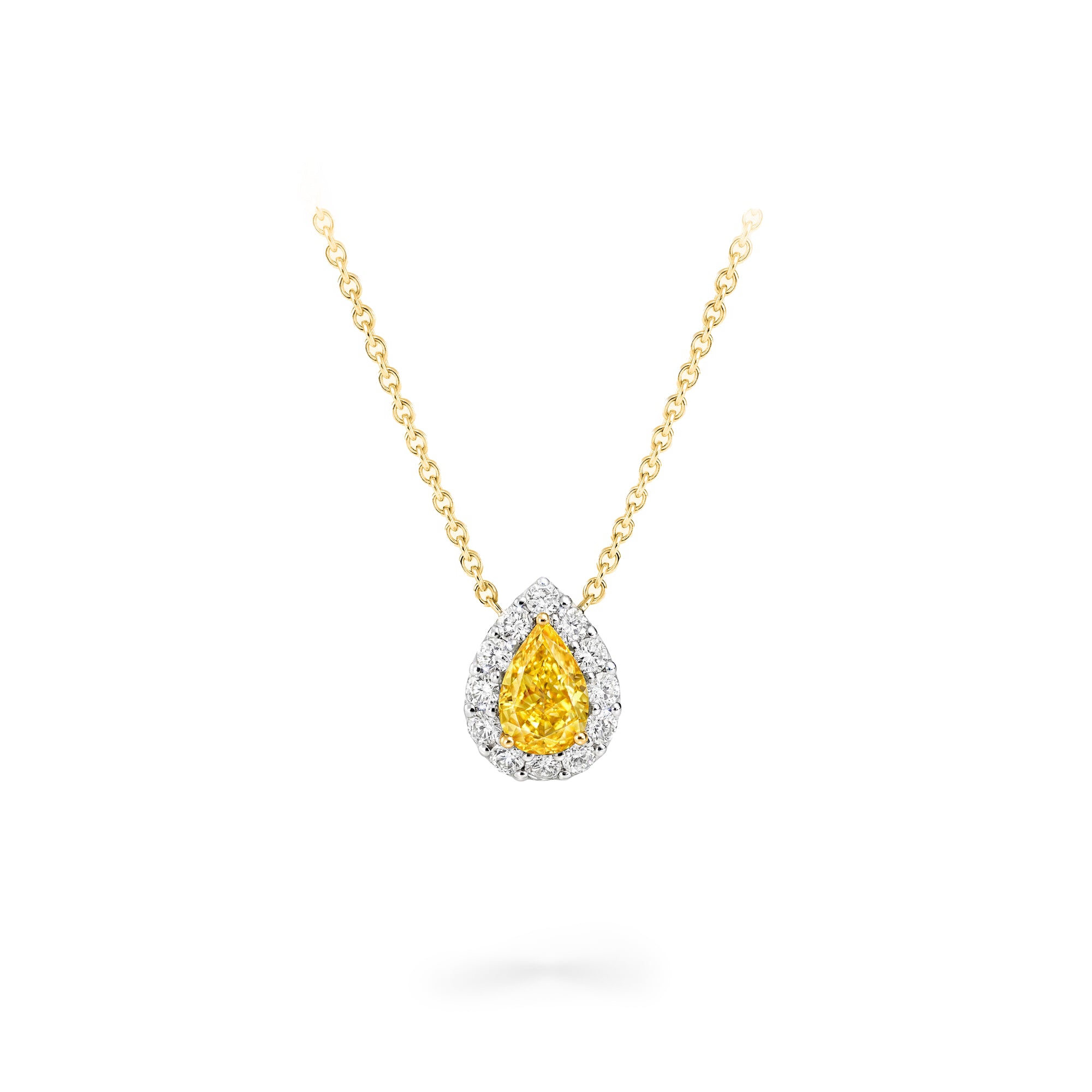 Fancy Vivid Yellow Halo Diamond Pendant