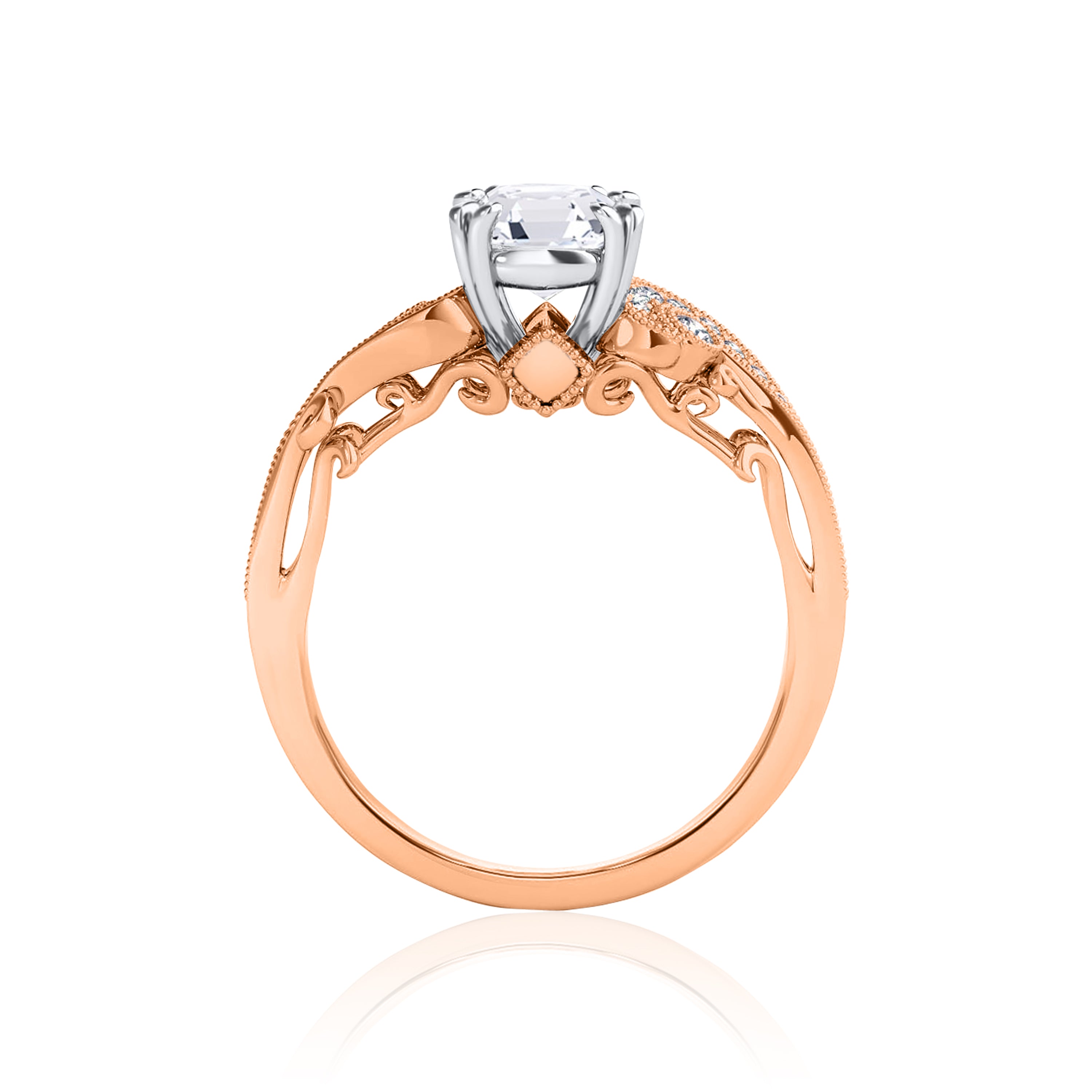 #Metal_14K Rose Gold#Prong_Standard#Shape_Asscher