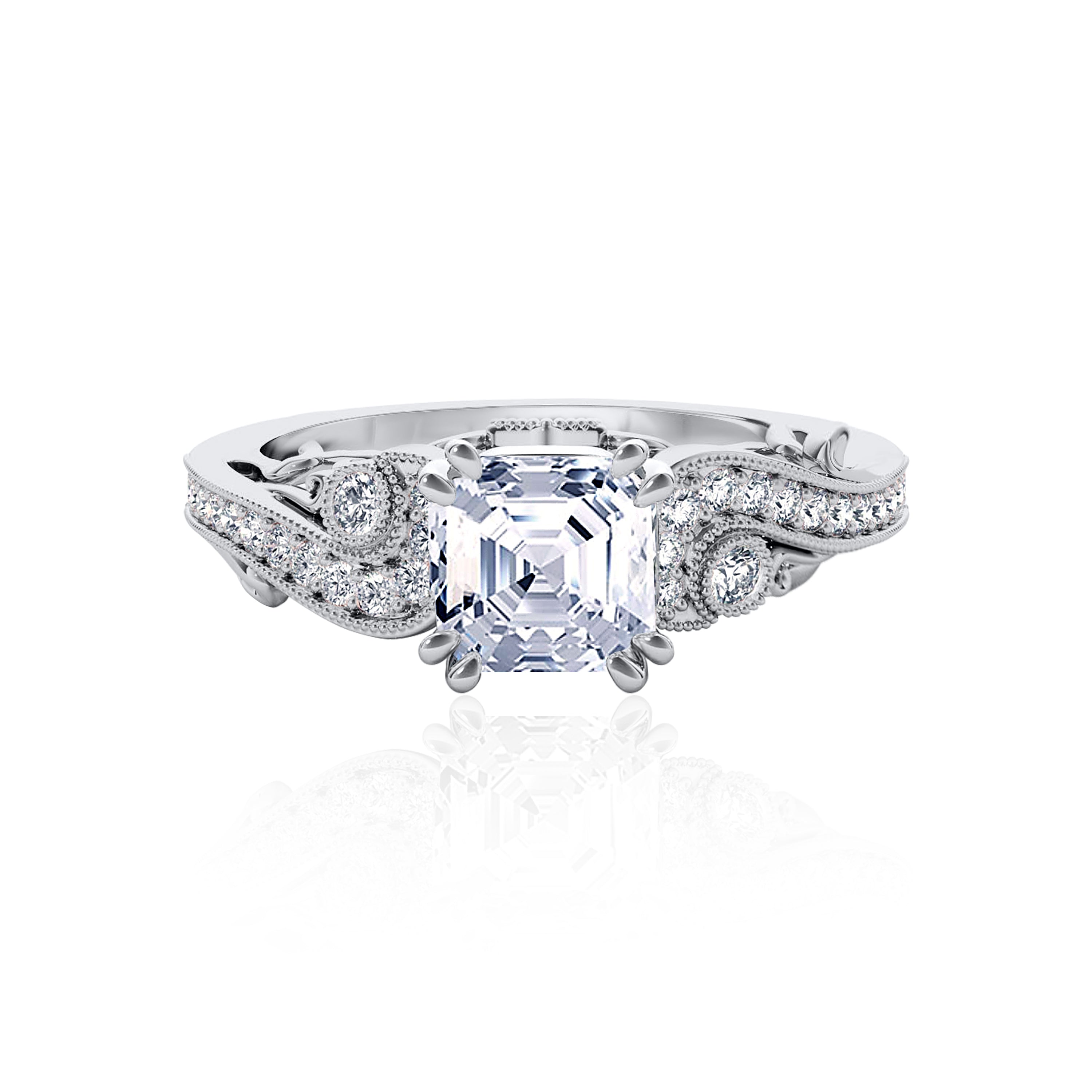 #Metal_14K White Gold#Prong_Standard#Shape_Asscher#Metal_18K White Gold#Metal_Platinum