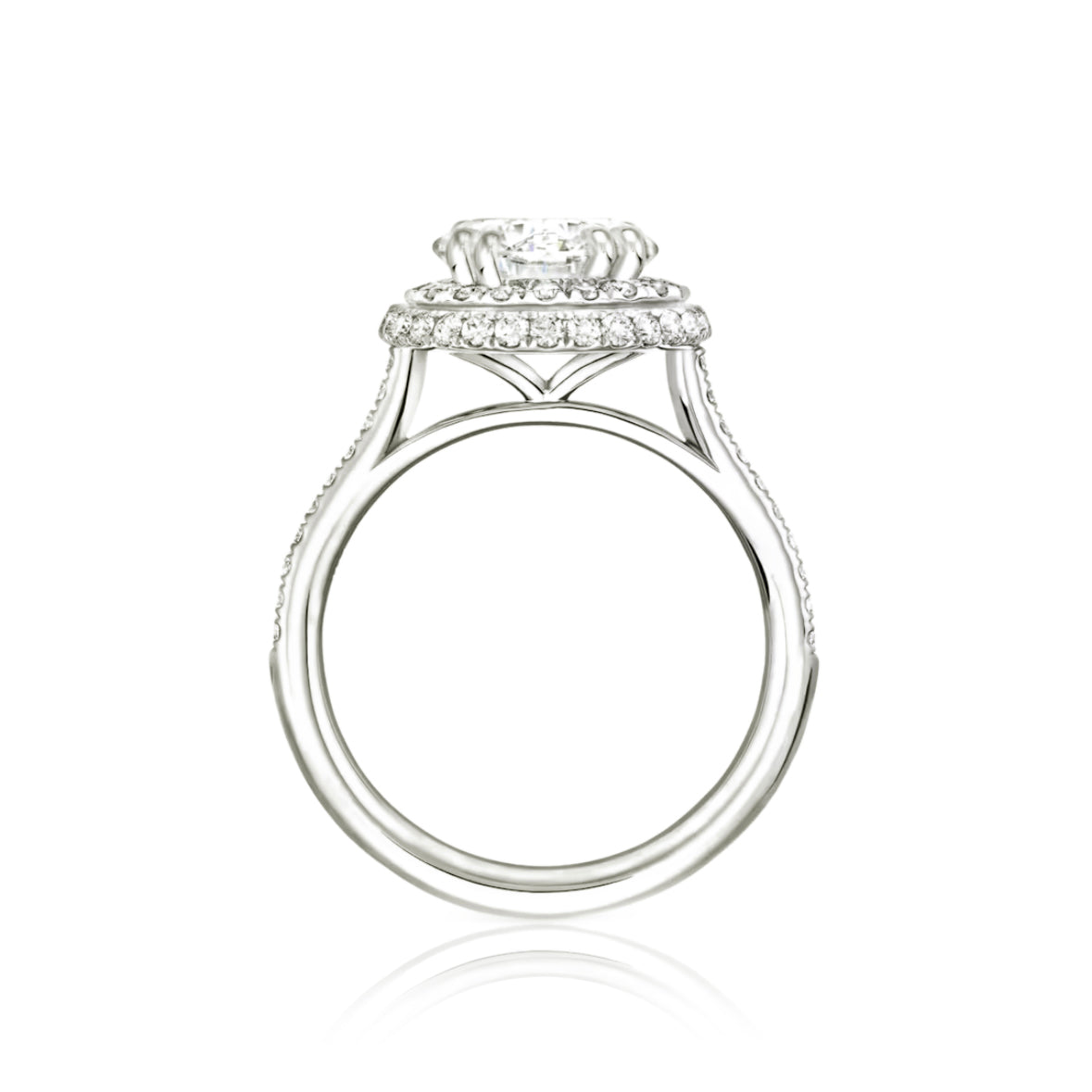 Radiant Round Double Halo Micropavé Diamond Engagement Ring