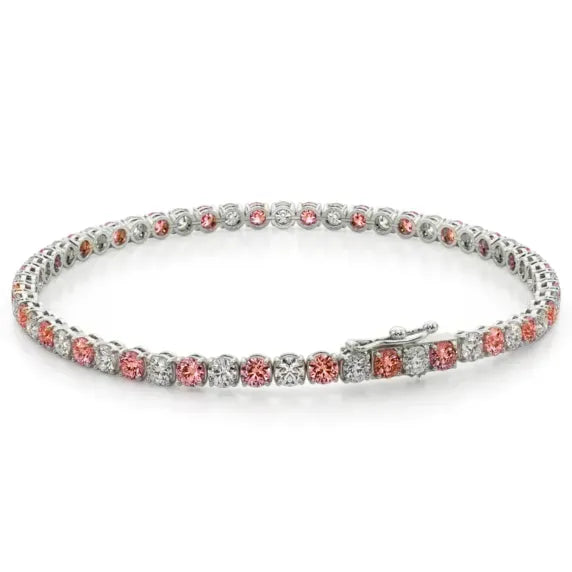 Pink and White Diamond Tennis Bracelet