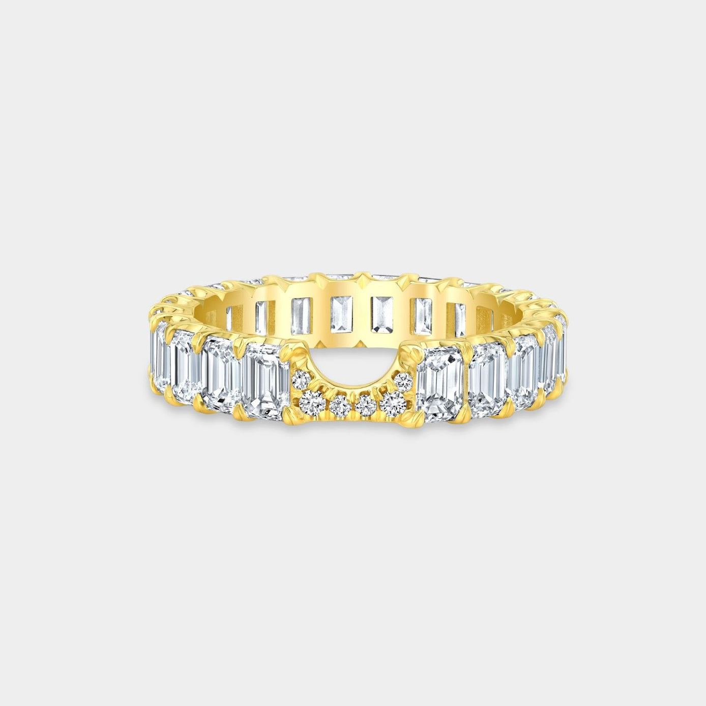 3.5ct Lab Grown Emerald Cut Diamond Contour 3.80mm Yellow Gold Eternity Band in 14k yellow gold