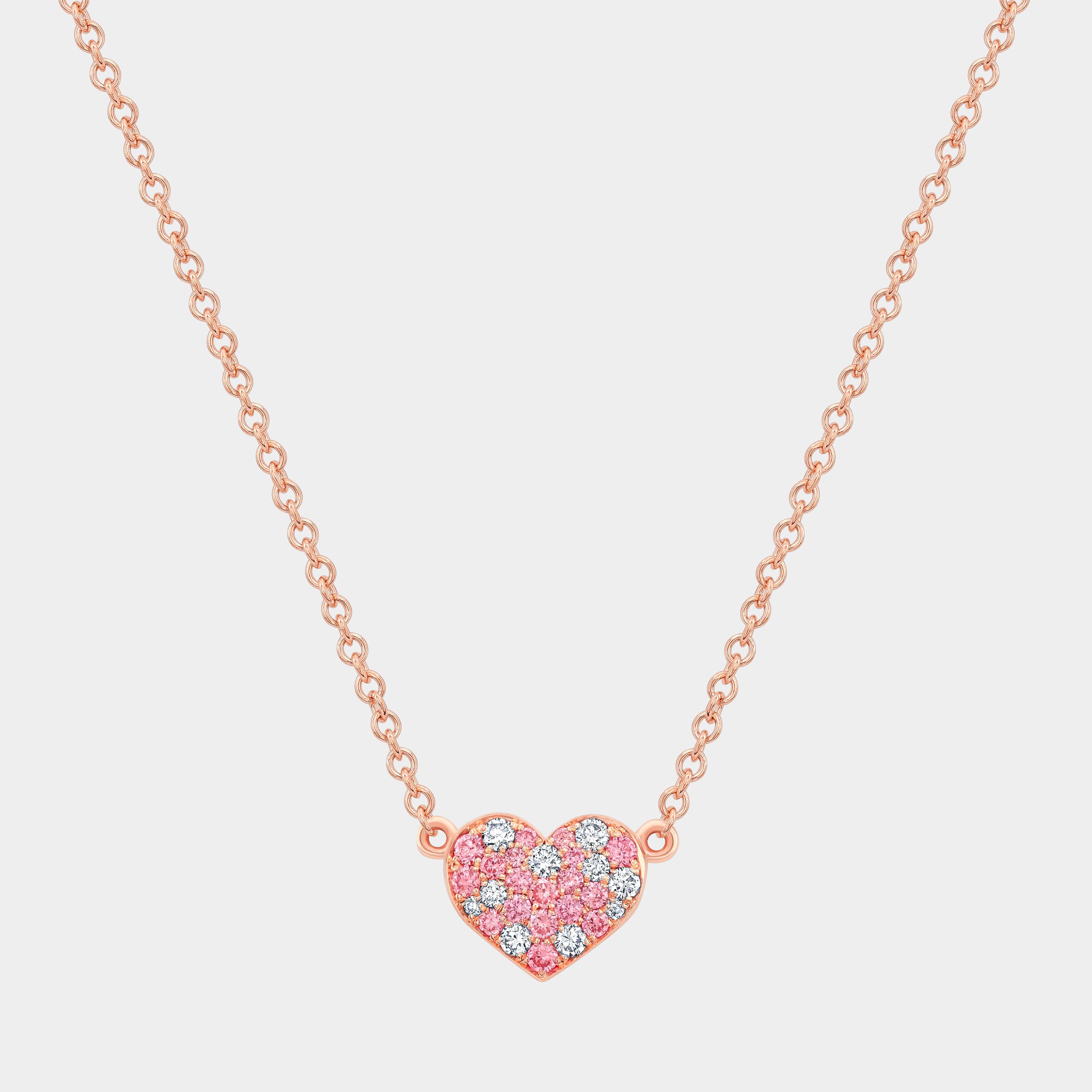 Lab Grown Pink Diamond Heart Shape Pendant in 14k Rose Gold - 0.14ct Lab Grown