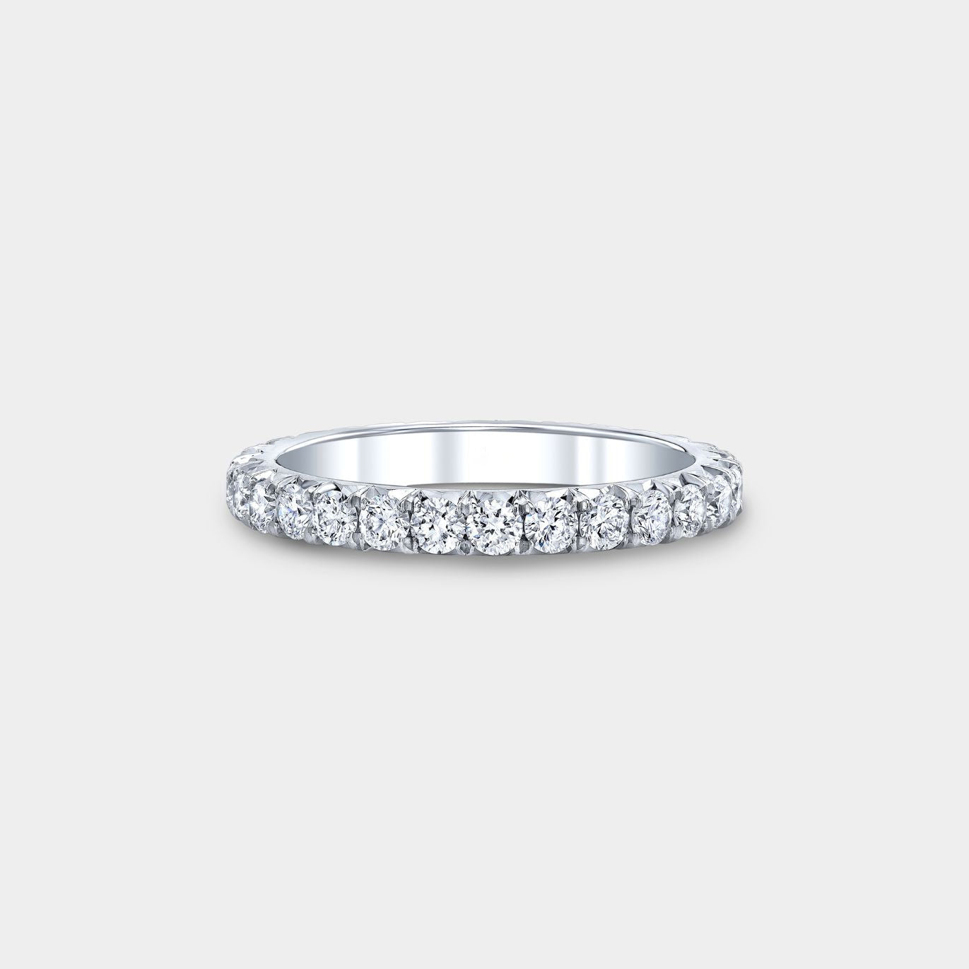 1ct Round Diamond French Pave Eternity Platinum Wedding Band