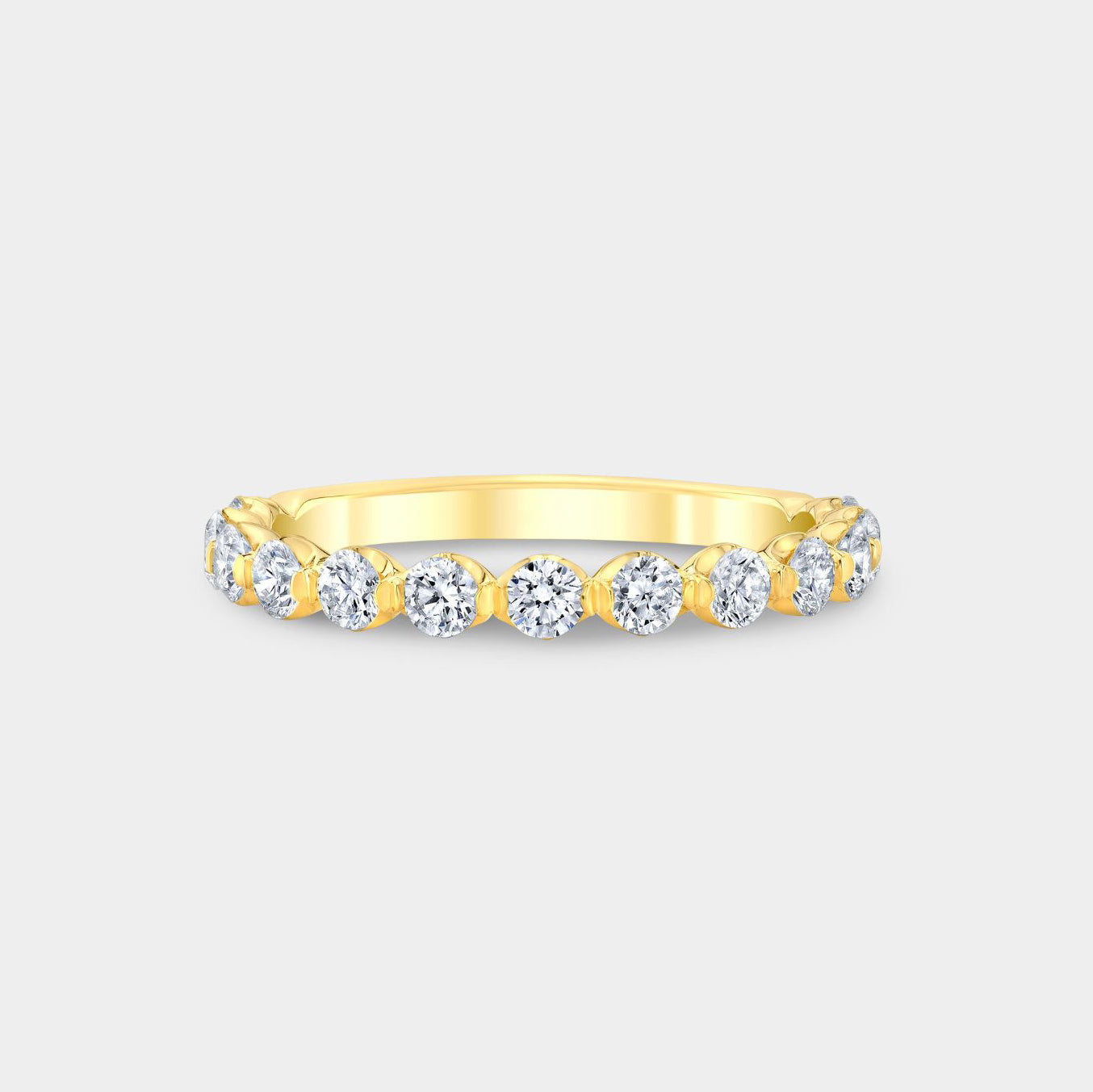 0.50ct Natural Round Diamond 2.20mm Shared Prong Yellow Gold Wedding Band in 14k yellow gold