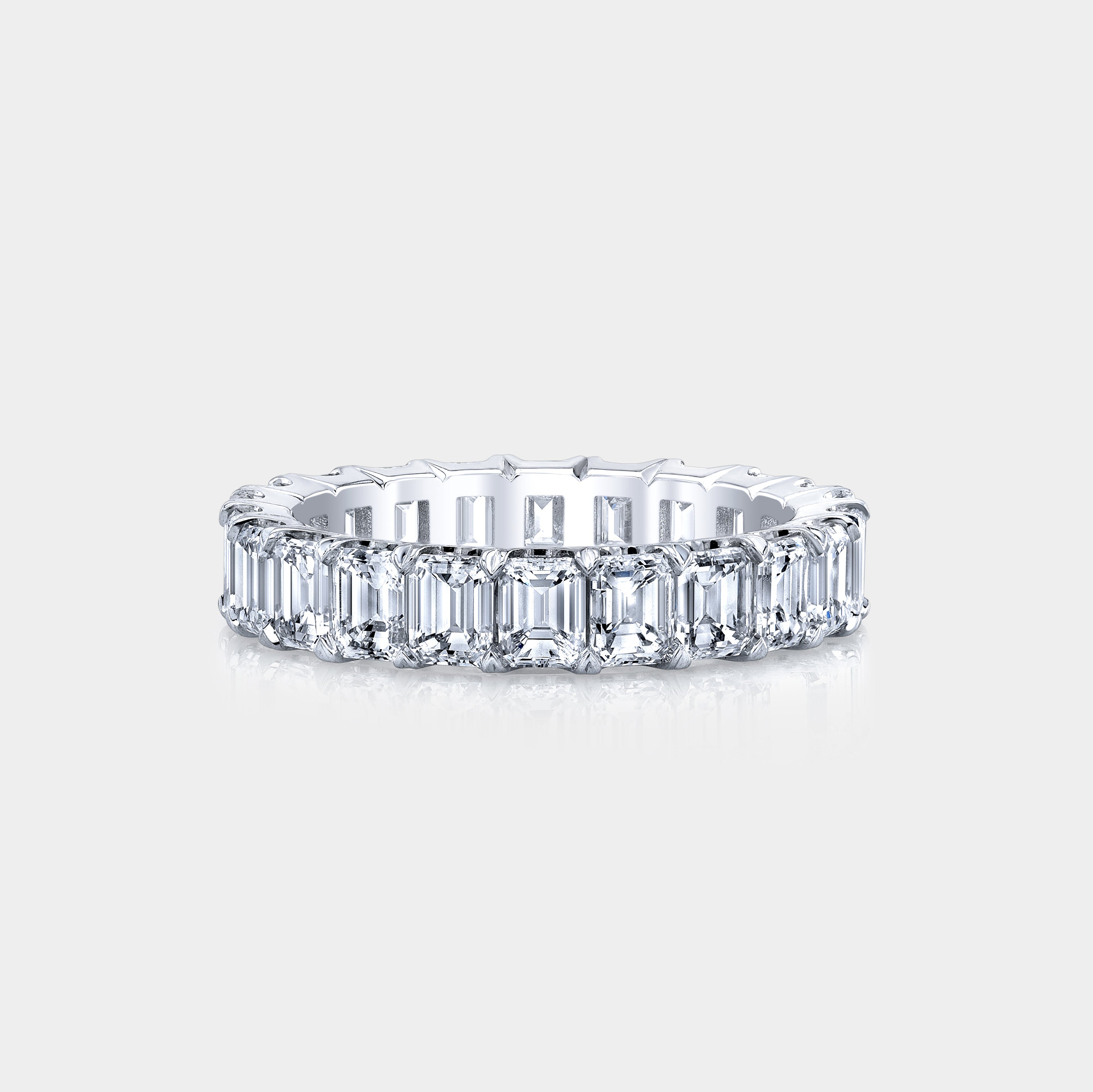4.16ct Natural Emerald Diamond Chloe 4.20mm Platinum Eternity Wedding Band