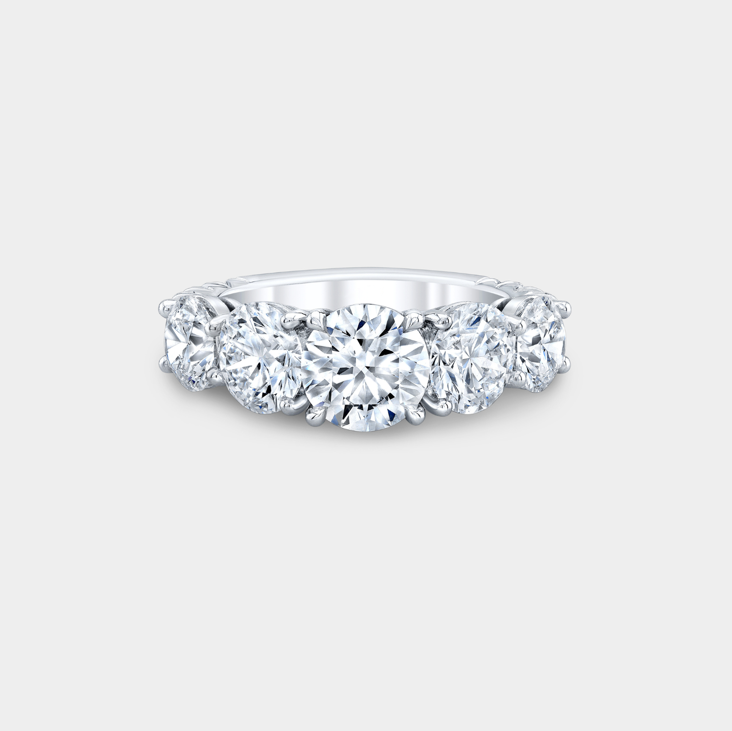3.75ct Five Stone French Pave Round Diamond Band in Platinum