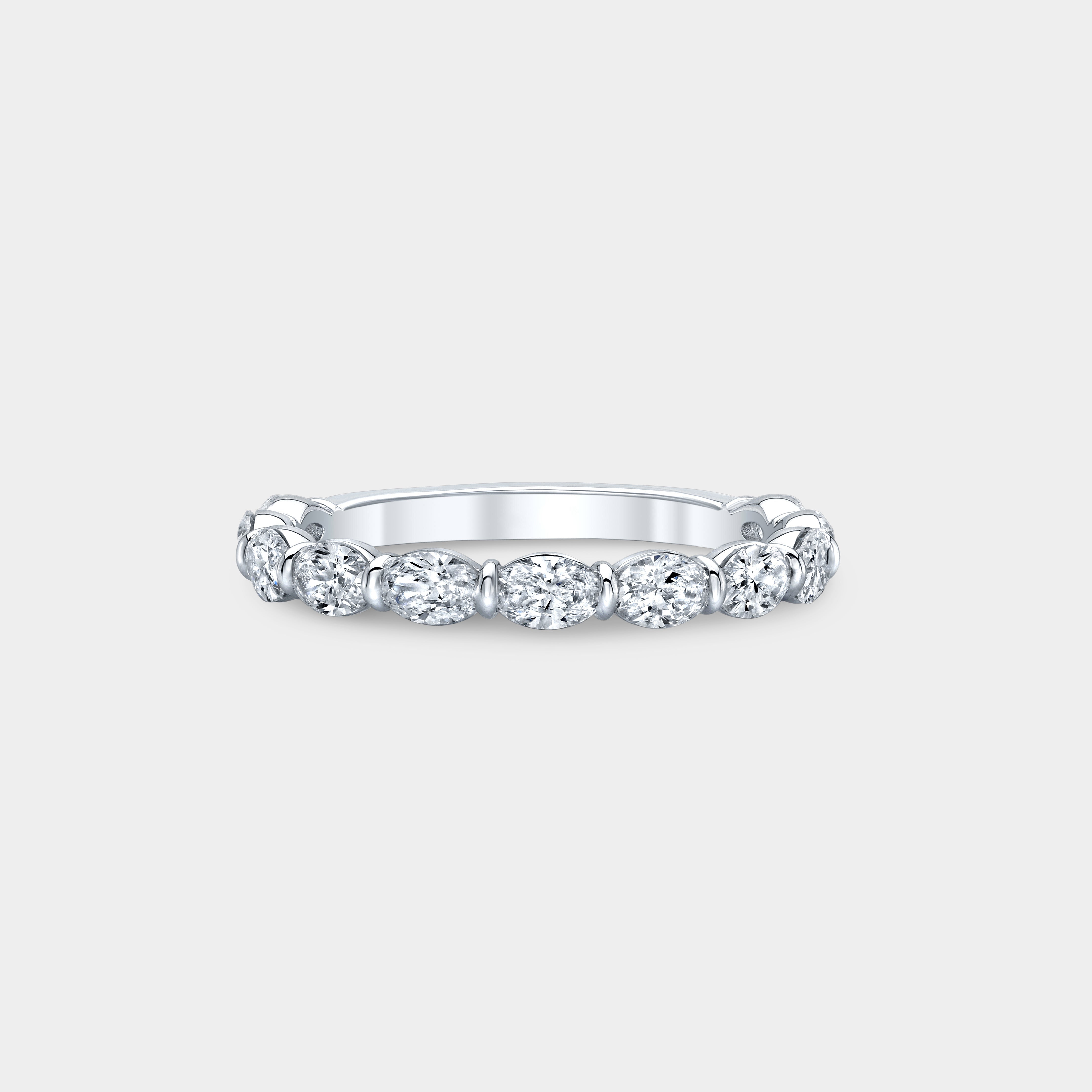 1ct Oval Diamond East West 3/4 Way Platinum Wedding Band