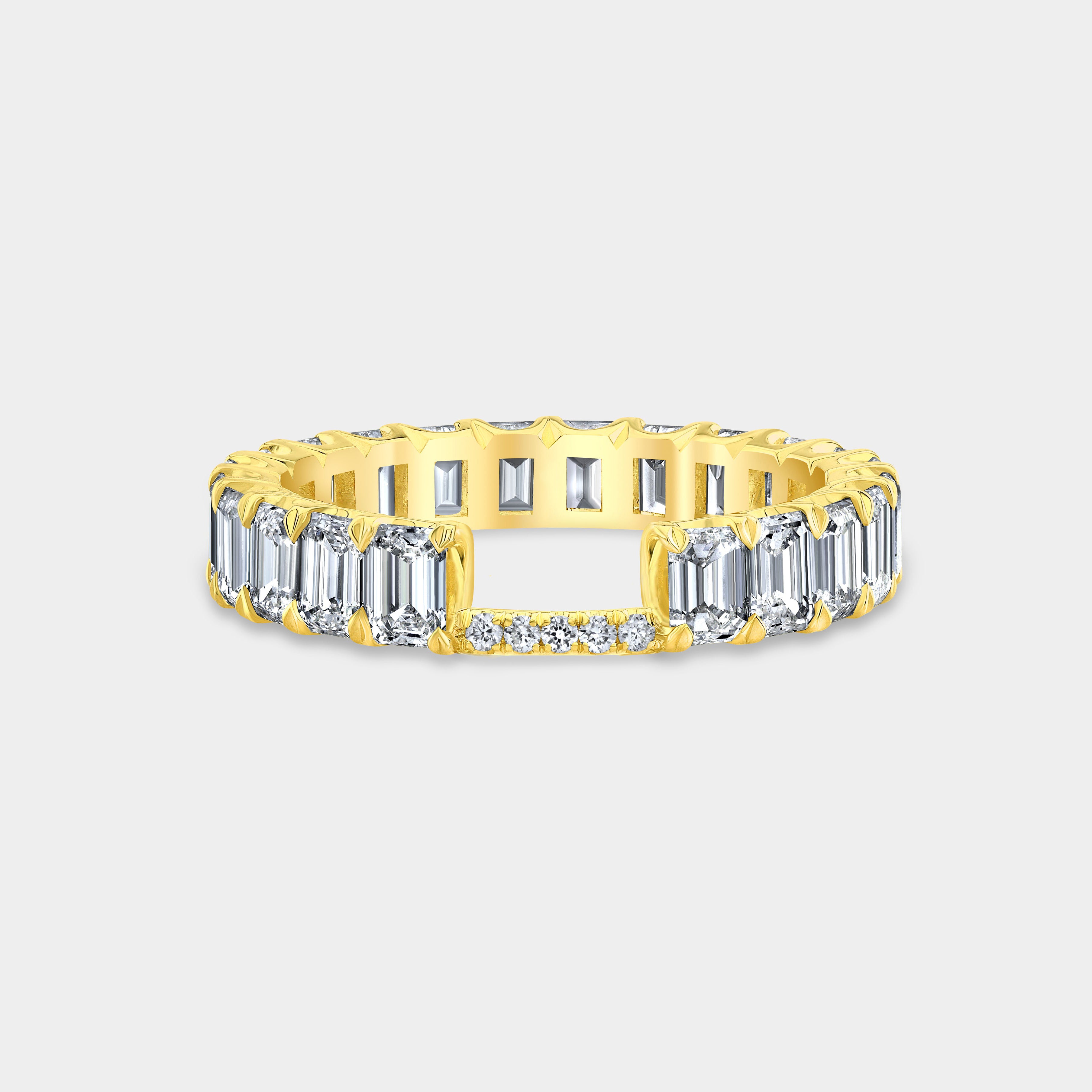 3ct Emerald Diamond Contour Yellow Gold Eternity Band in 18K Yellow Gold