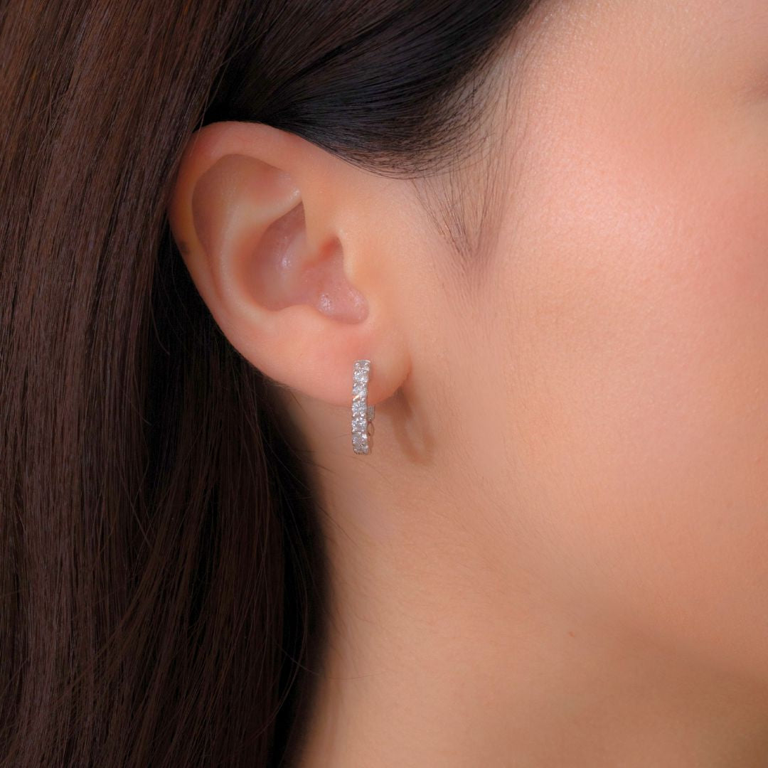 0.90ct Half Inch Lab Diamond 14k White Gold Hoop Earrings