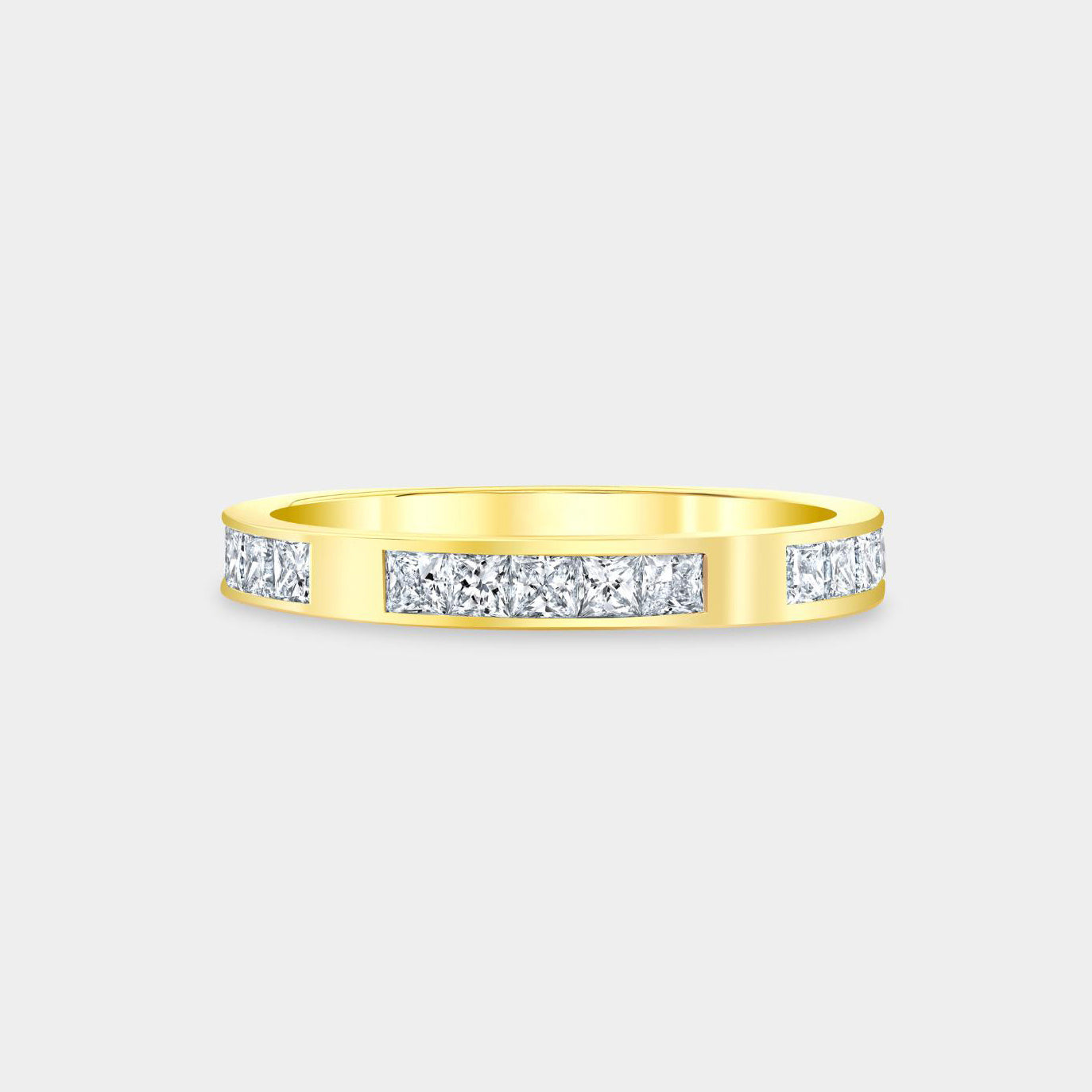 0.50ct Scattered Princess Diamond Channel Set Yellow Gold Wedding Band in 14k yellow gold