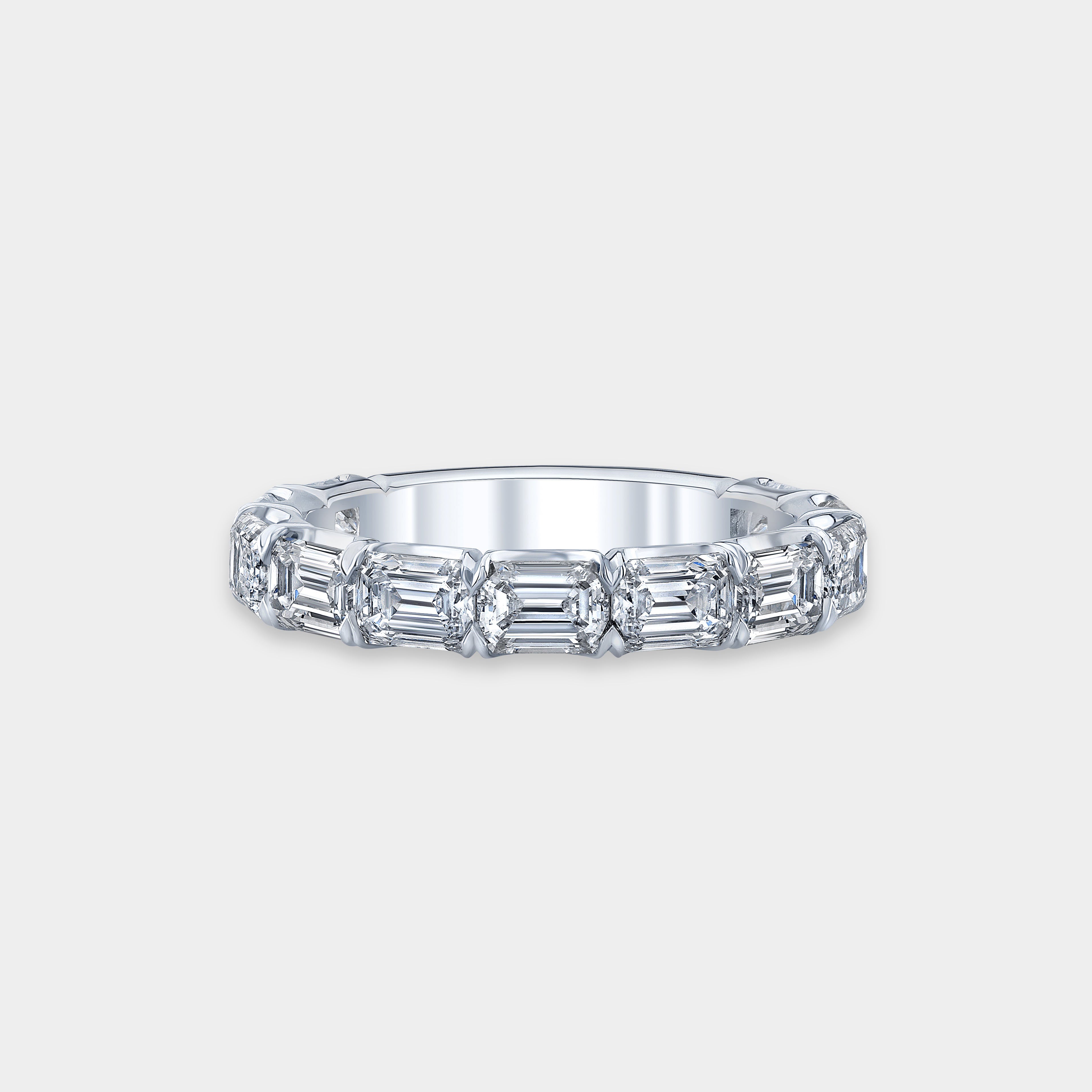 3ct Emerald Diamond Chloe East West Platinum Wedding Band