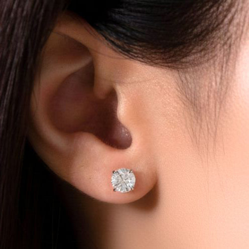 1.5ctw Lab Grown Round Diamond Stud Earrings in 14k white gold