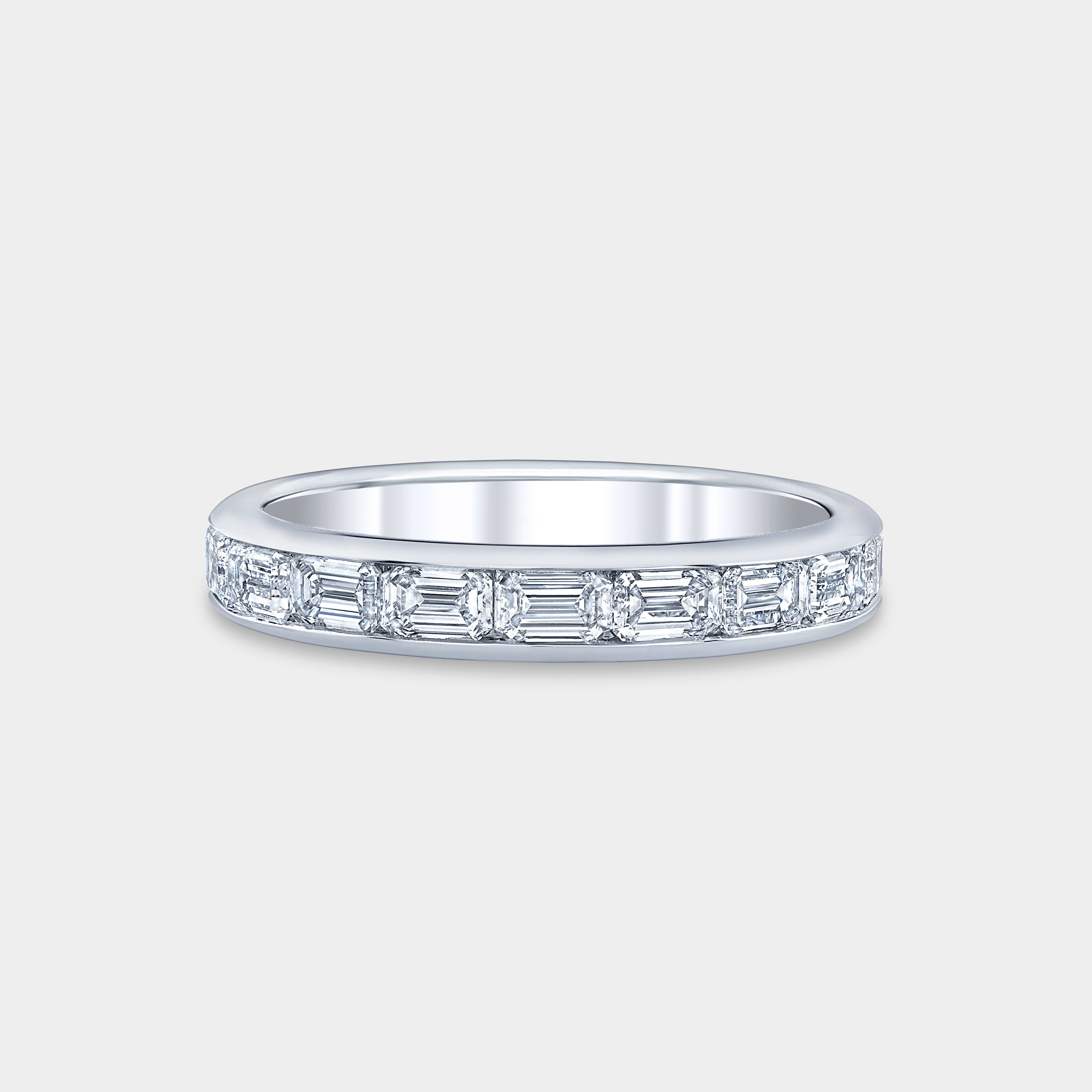 1.25ct Emerald Diamond Channel Set East West  3/4 Way Platinum Eternity Band - 1.25ct Lab Grown