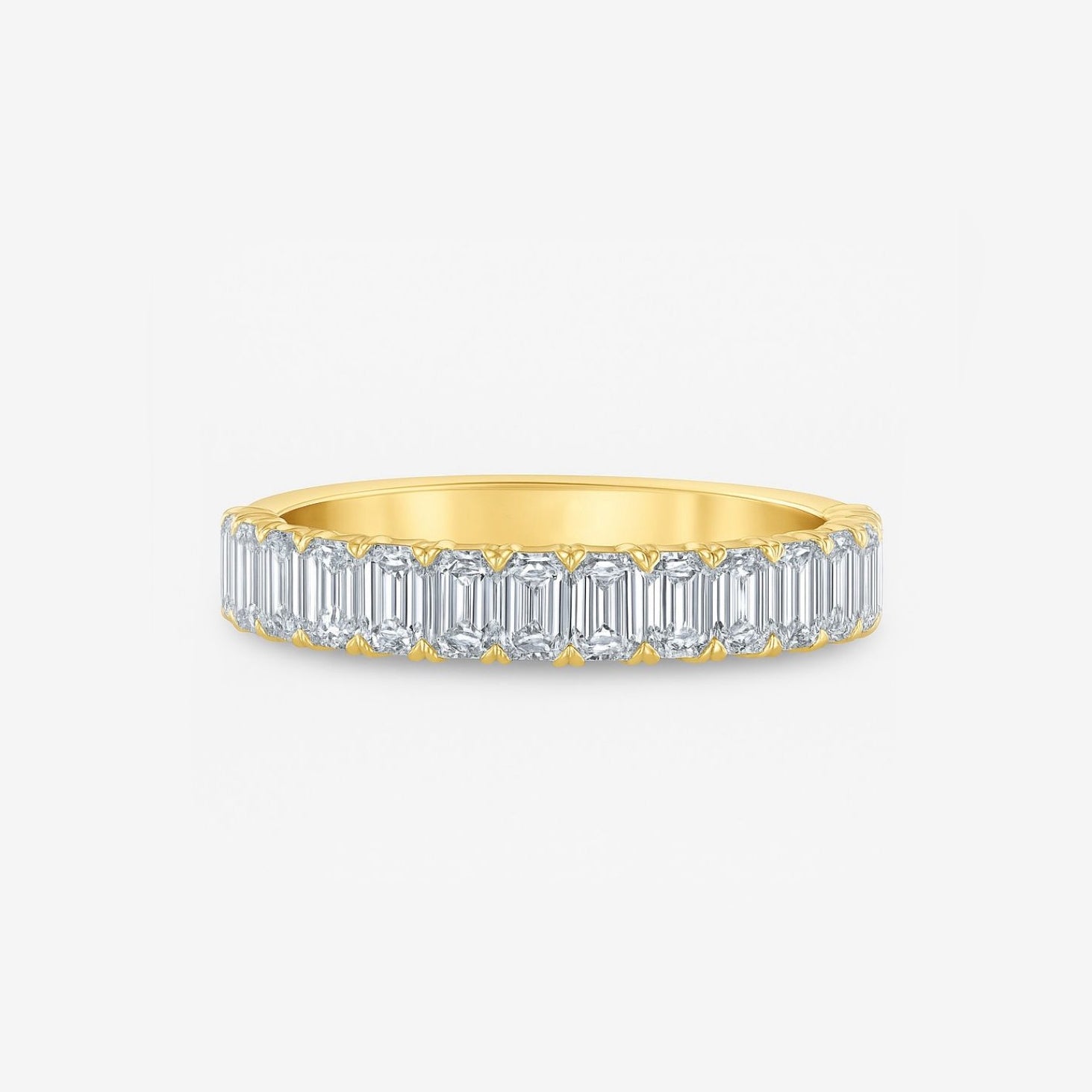 1.25ct Lab Grown Emerald Cut Diamond Chloe Yellow Gold 3.50mm Wedding Band in 14k yellow gold