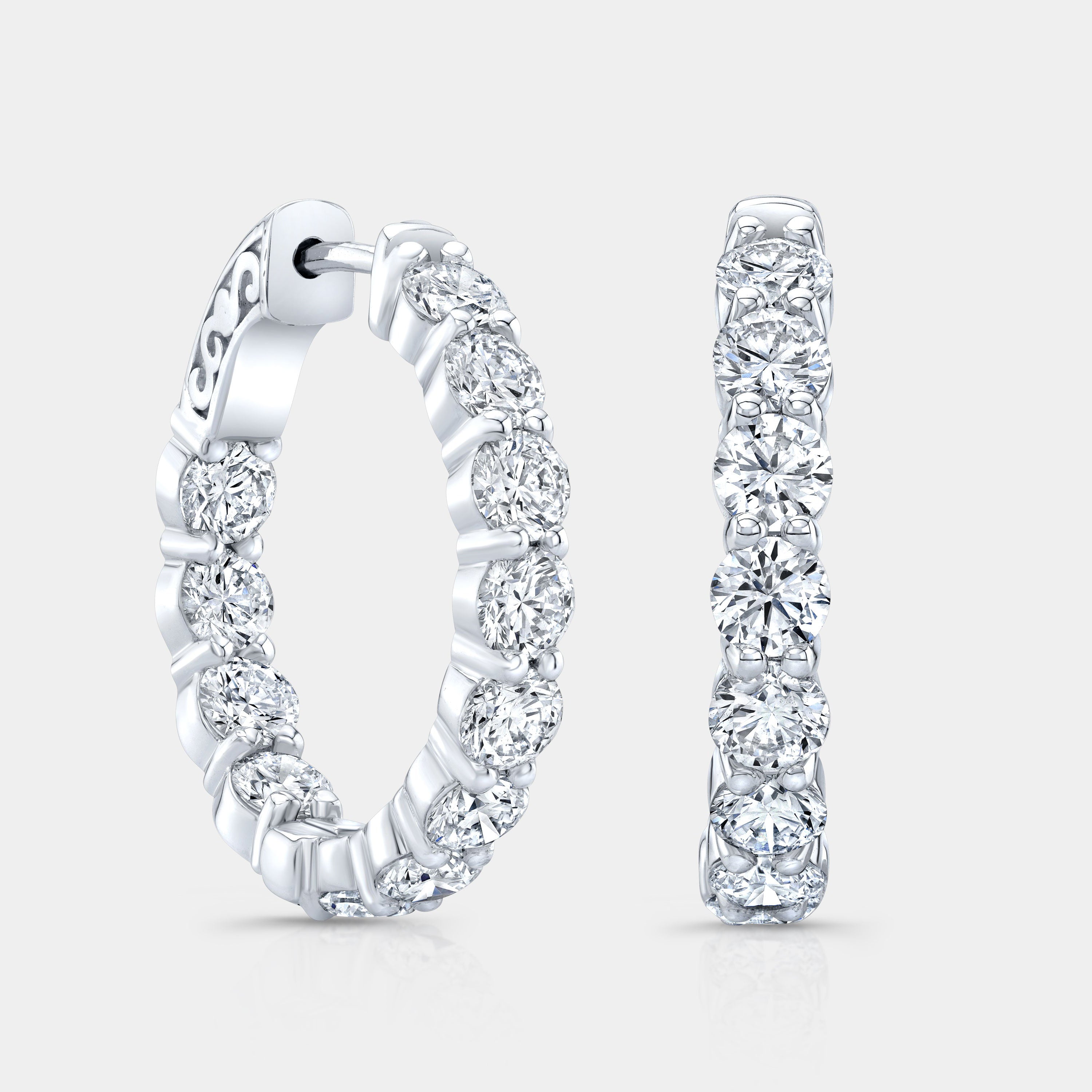 4.20ct 1 Inch Lab Diamond Inside Out White Gold Hoop Earrings in 14k White Gold
