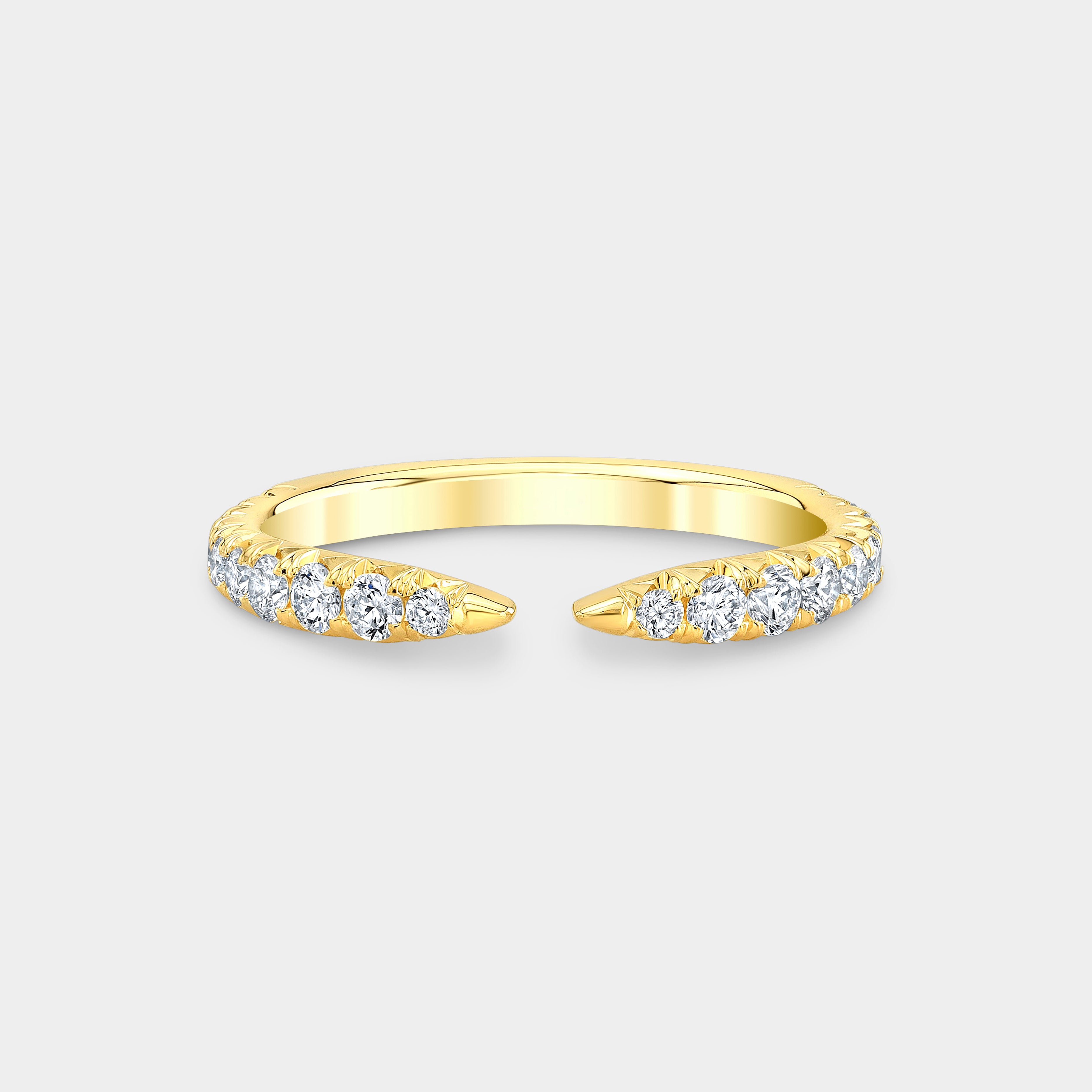 0.50ct French Pave Open Claw Round Diamond Wedding Band in 14k yellow gold - 0.50ct