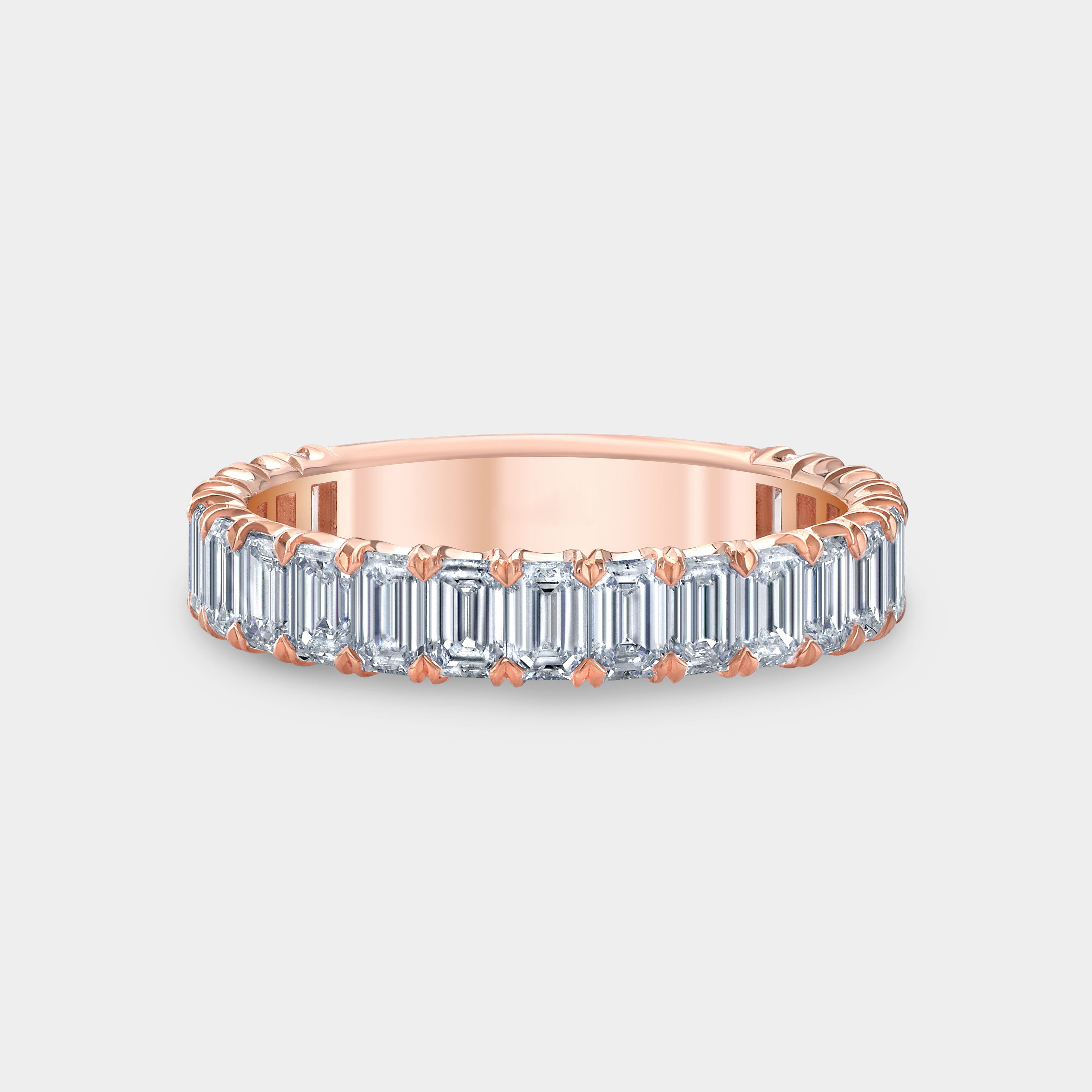 2ct Emerald Diamond Rose Gold 3.50mm Wedding Band