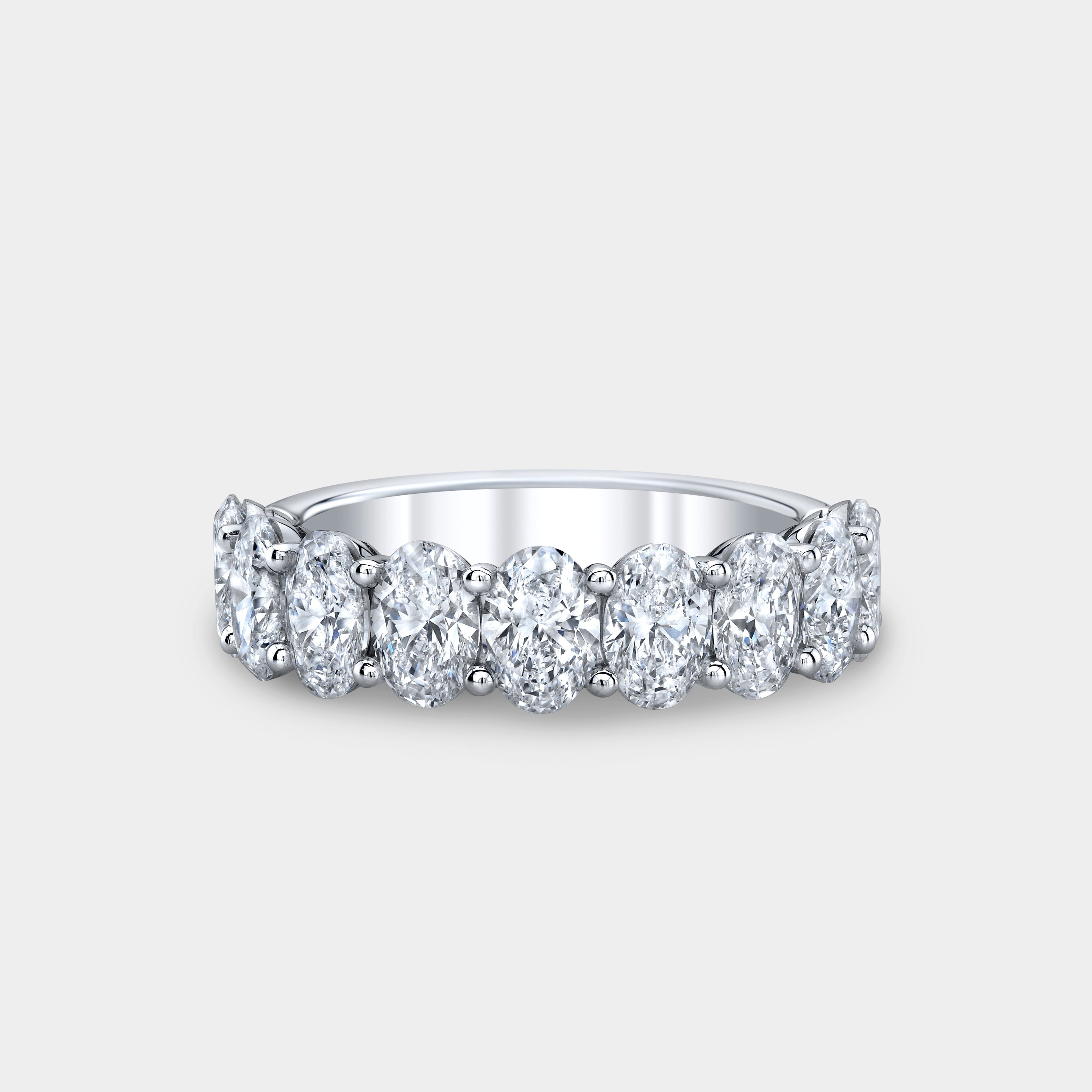 3ct Lab Grown Oval Diamond 9 Stone White Gold Wedding Band in 18k white gold