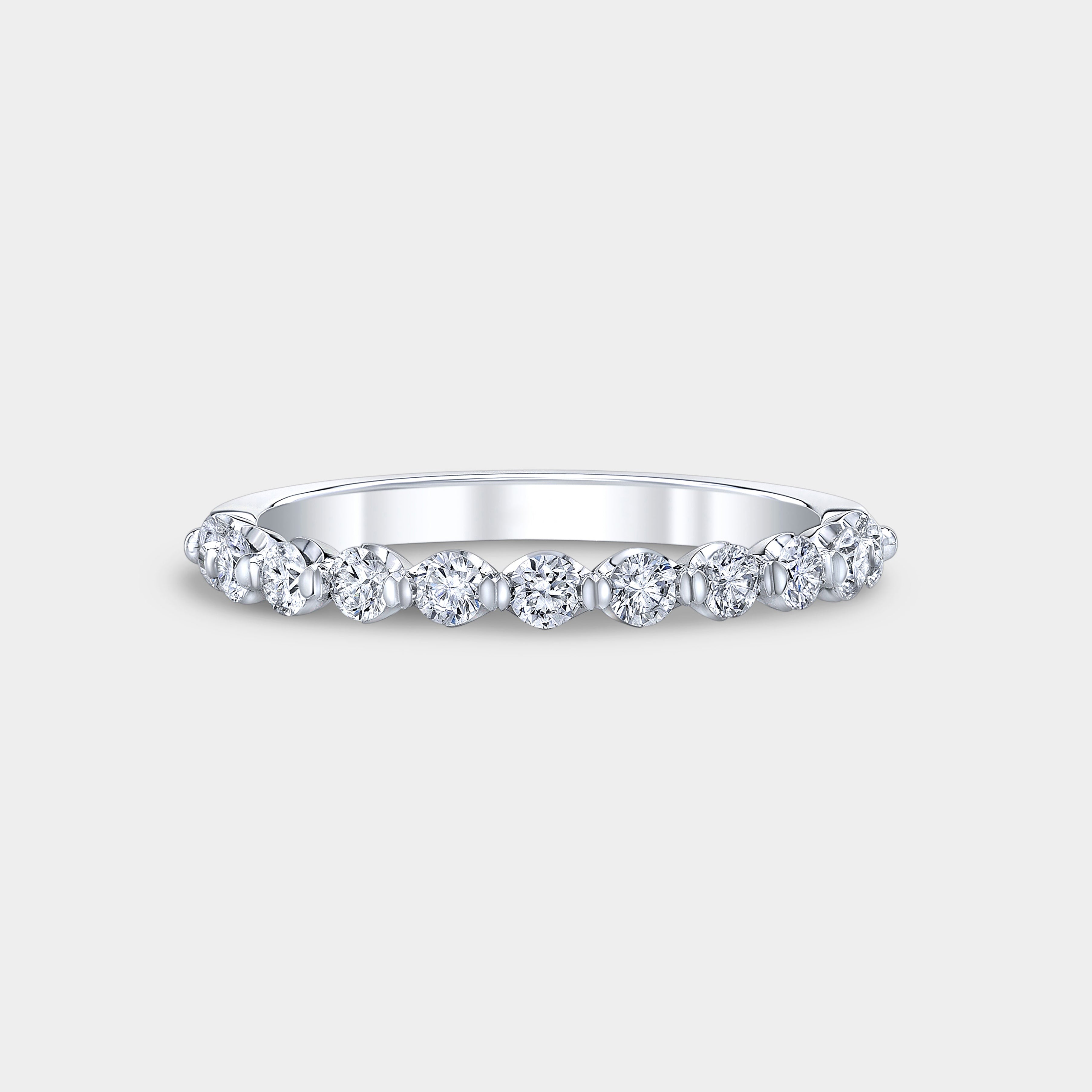 0.50ct Petite Round Shared Prong Crown Cut Diamond Band in Platinum