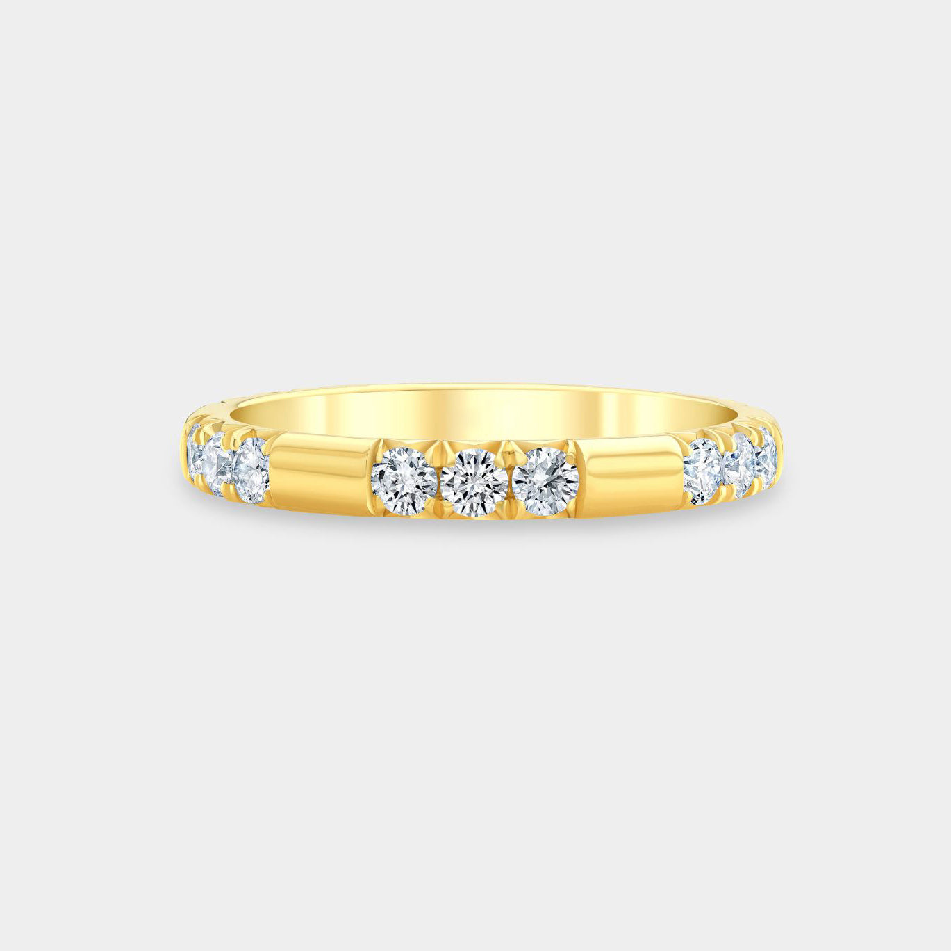 0.50ct Scattered French Pave 2.60mm Round Diamond Yellow Gold Wedding Band in 14k yellow gold