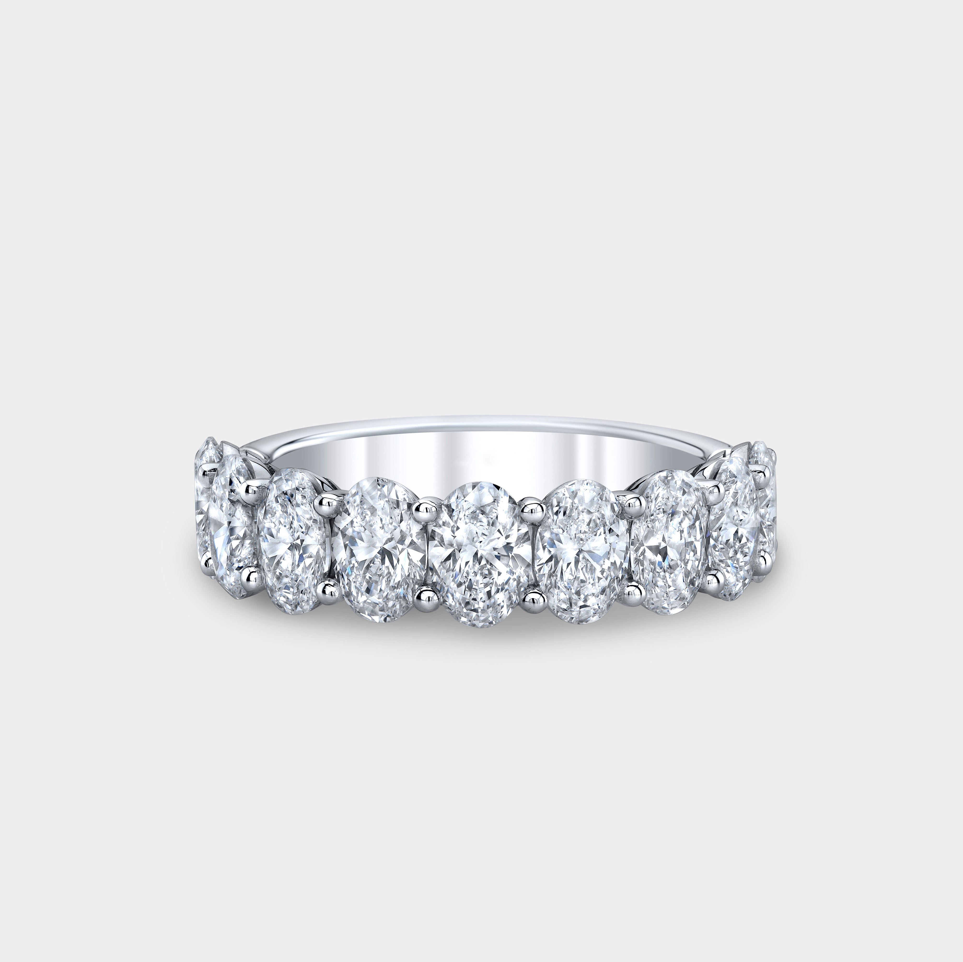 3ct Oval Diamond 9 Stone White Gold Wedding Band