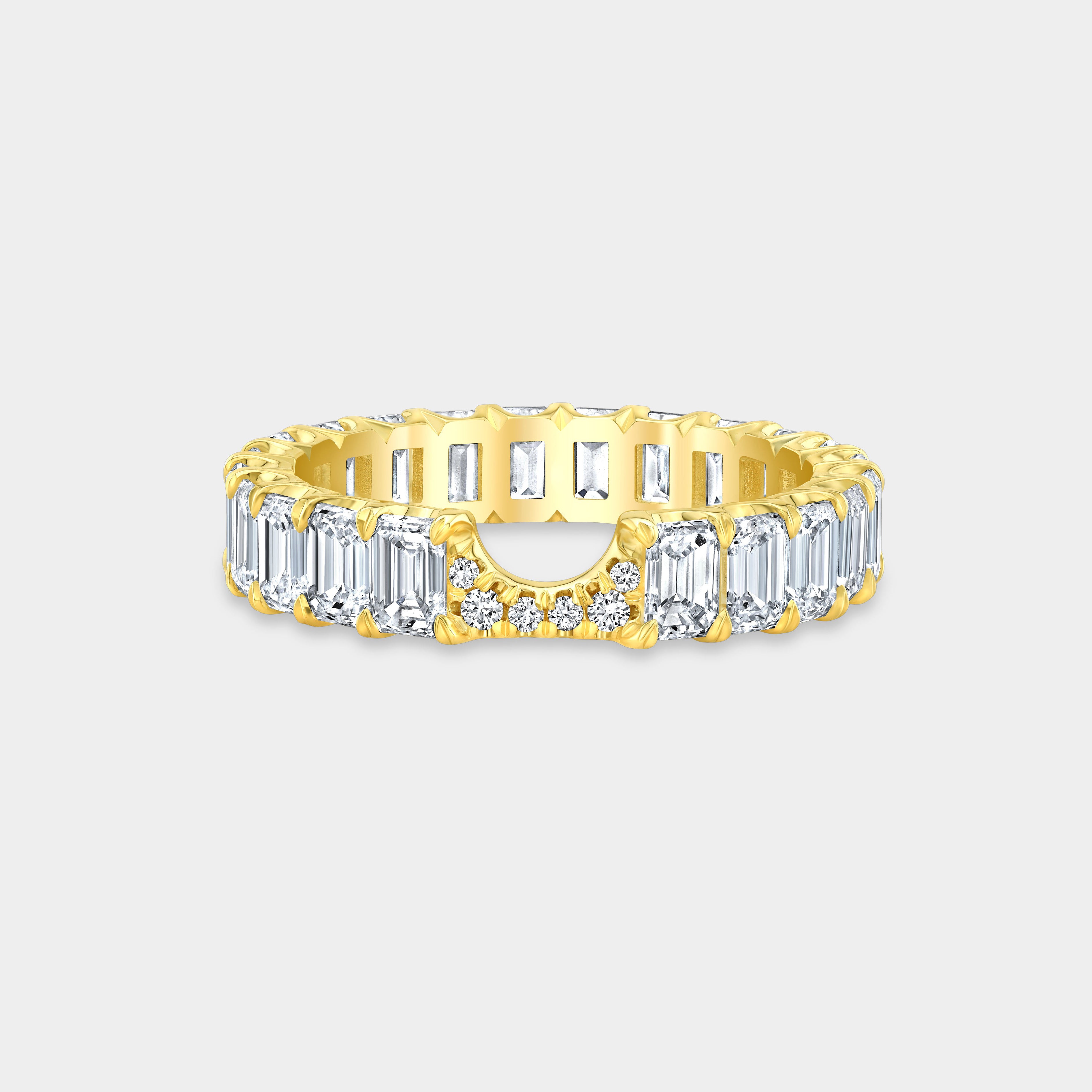 3.50ct Emerald Diamond Contour Yellow Gold Eternity Band in 14K Yellow Gold