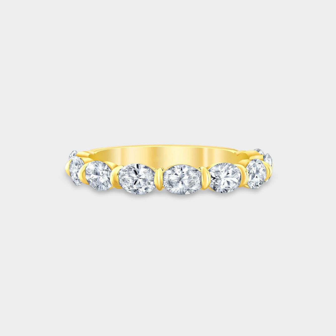 1.40ct Lab Grown Oval Diamond East West 3.0mm Yellow Gold Wedding Band in 18k yellow gold
