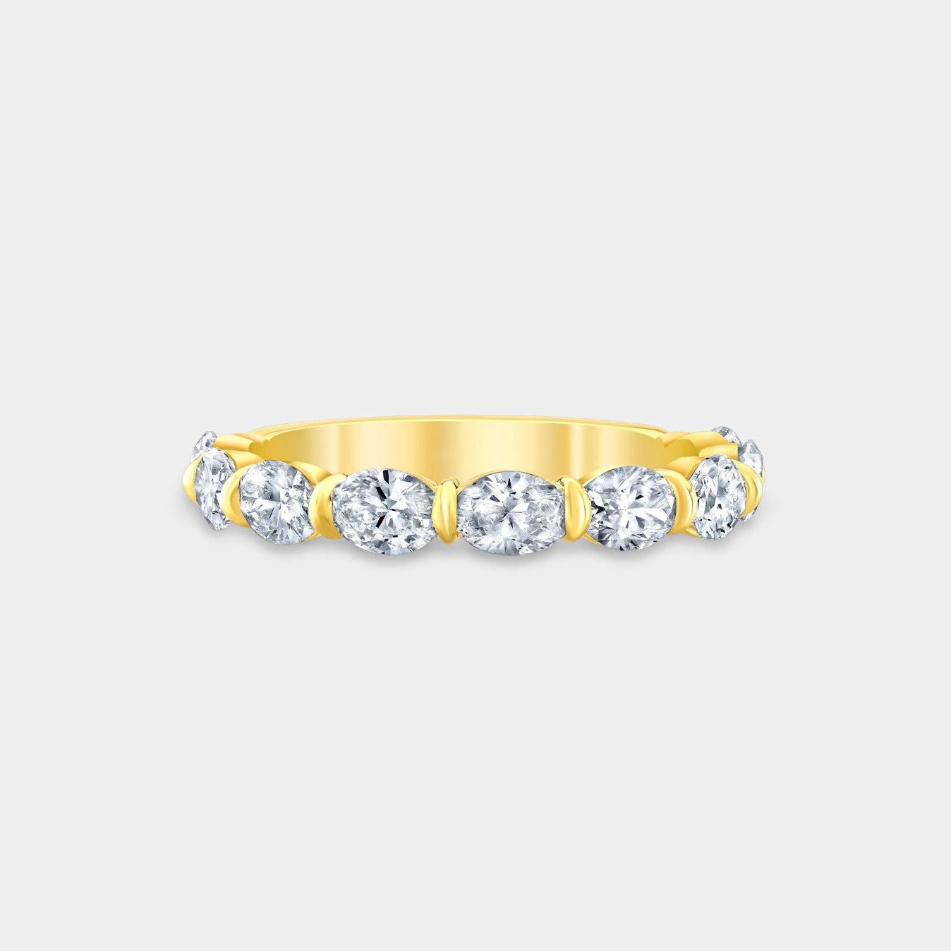 1.40ct Oval Diamond East West 3.0mm Yellow Gold Wedding Band in 18k yellow gold