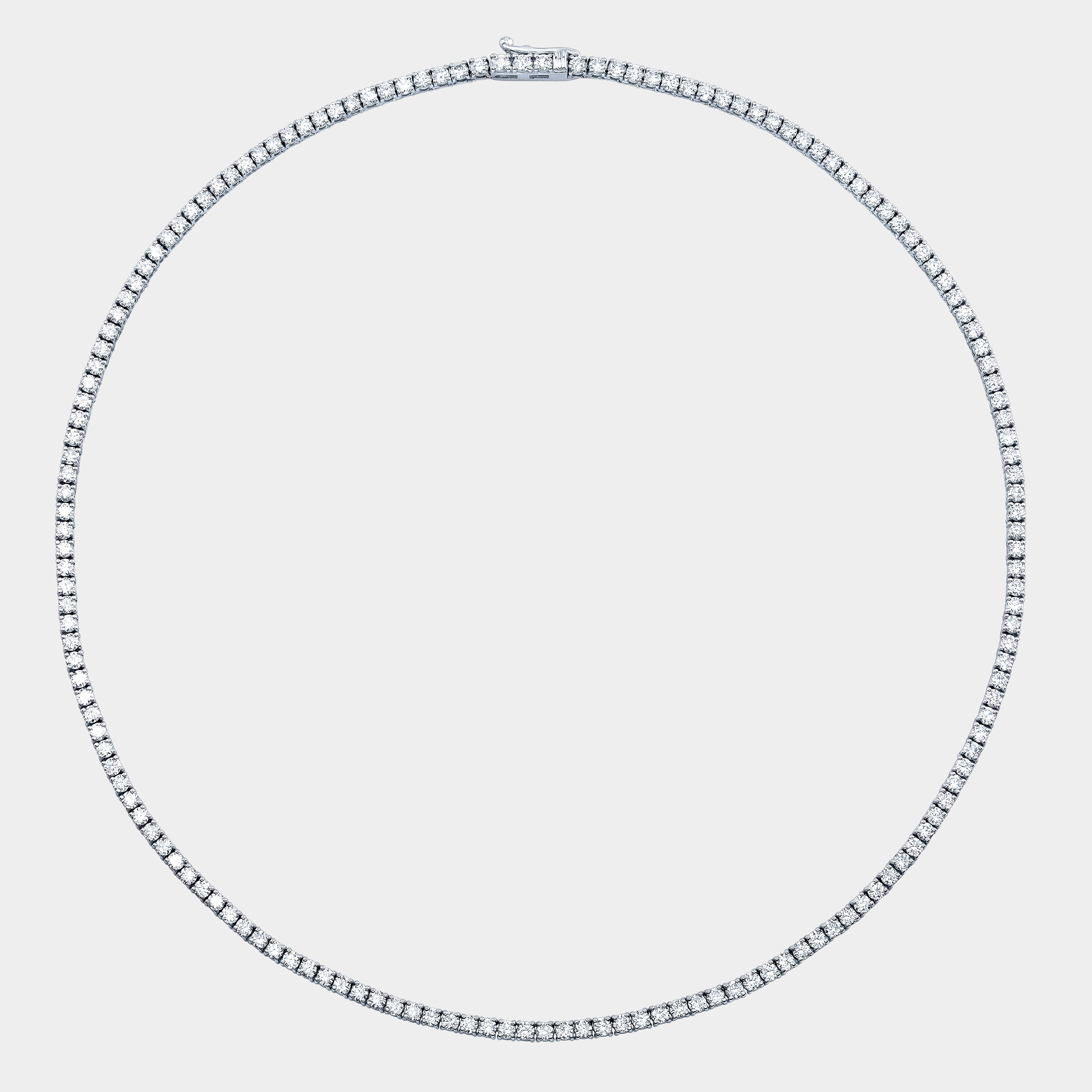 11ct Round Lab Grown Diamond White Gold Tennis Necklace in 14k White Gold - 11.00ct Lab Grown