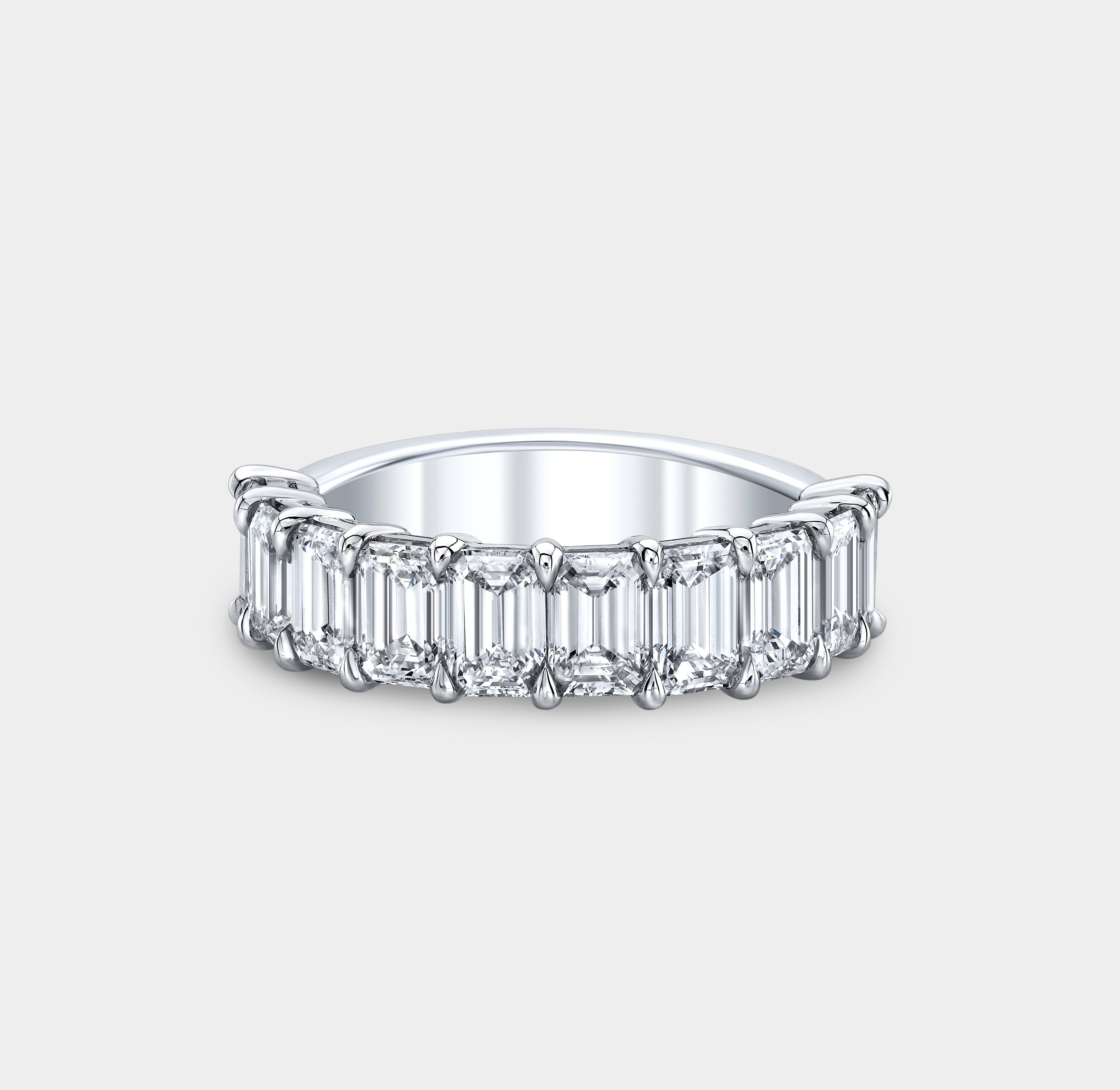 3ct Emerald Diamond Half Way Platinum 5.0mm Wedding Band