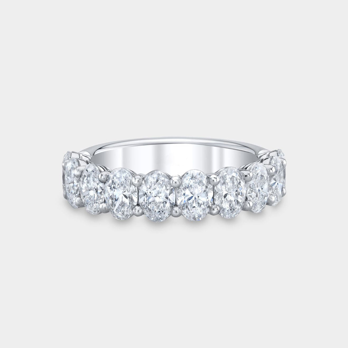 2ct Oval Diamond Platinum Double Gallery 4.80mm Anniversary Half Band