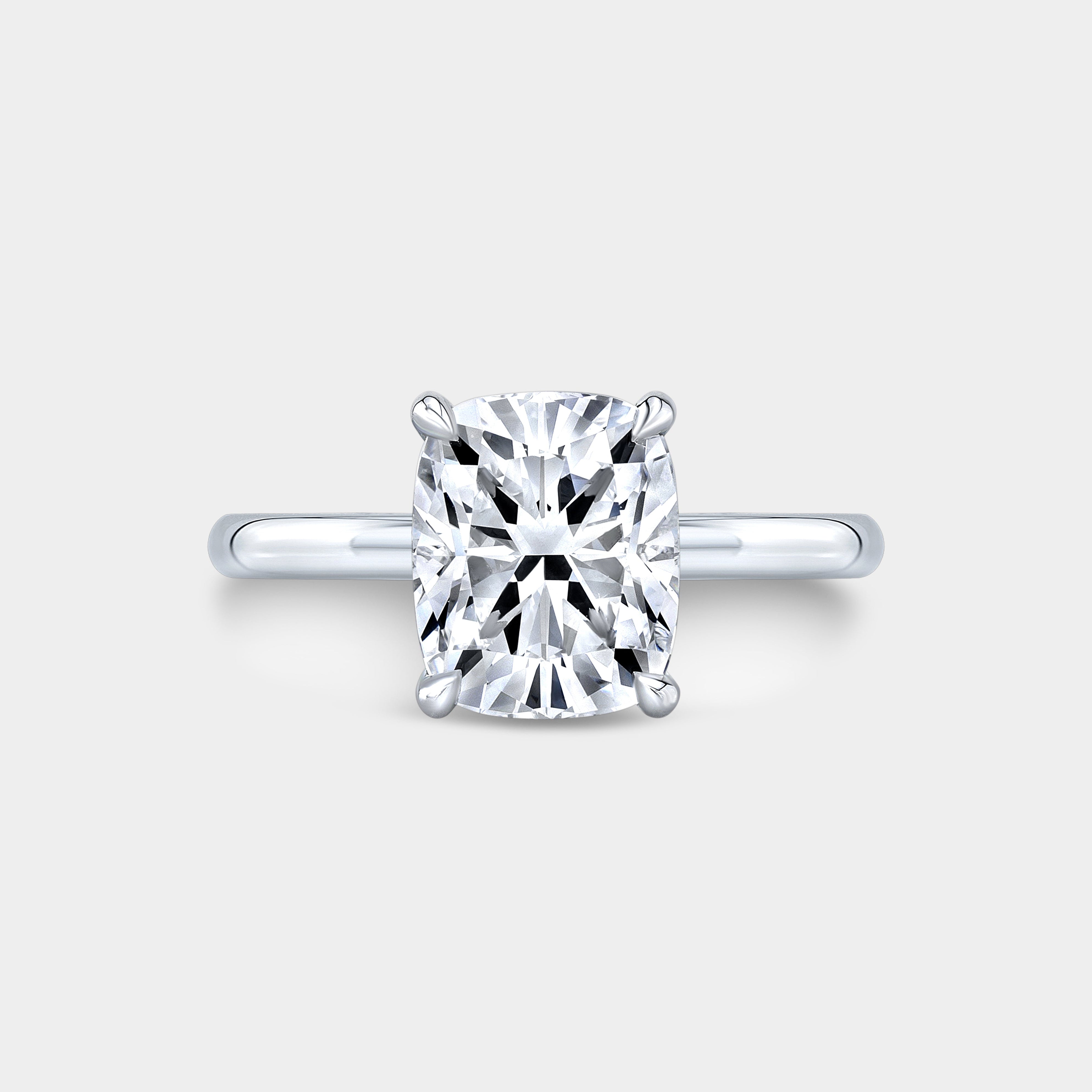 Cushion Diamond Hidden Halo Cathedral Solitaire Platinum Engagement Ring
