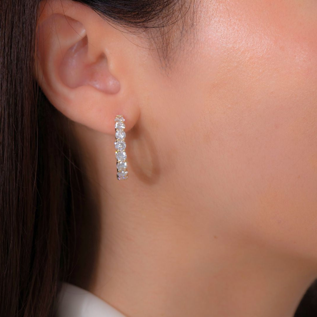 4.20ct 1 Inch Lab Diamond 14k Yellow Gold Hoop Earrings
