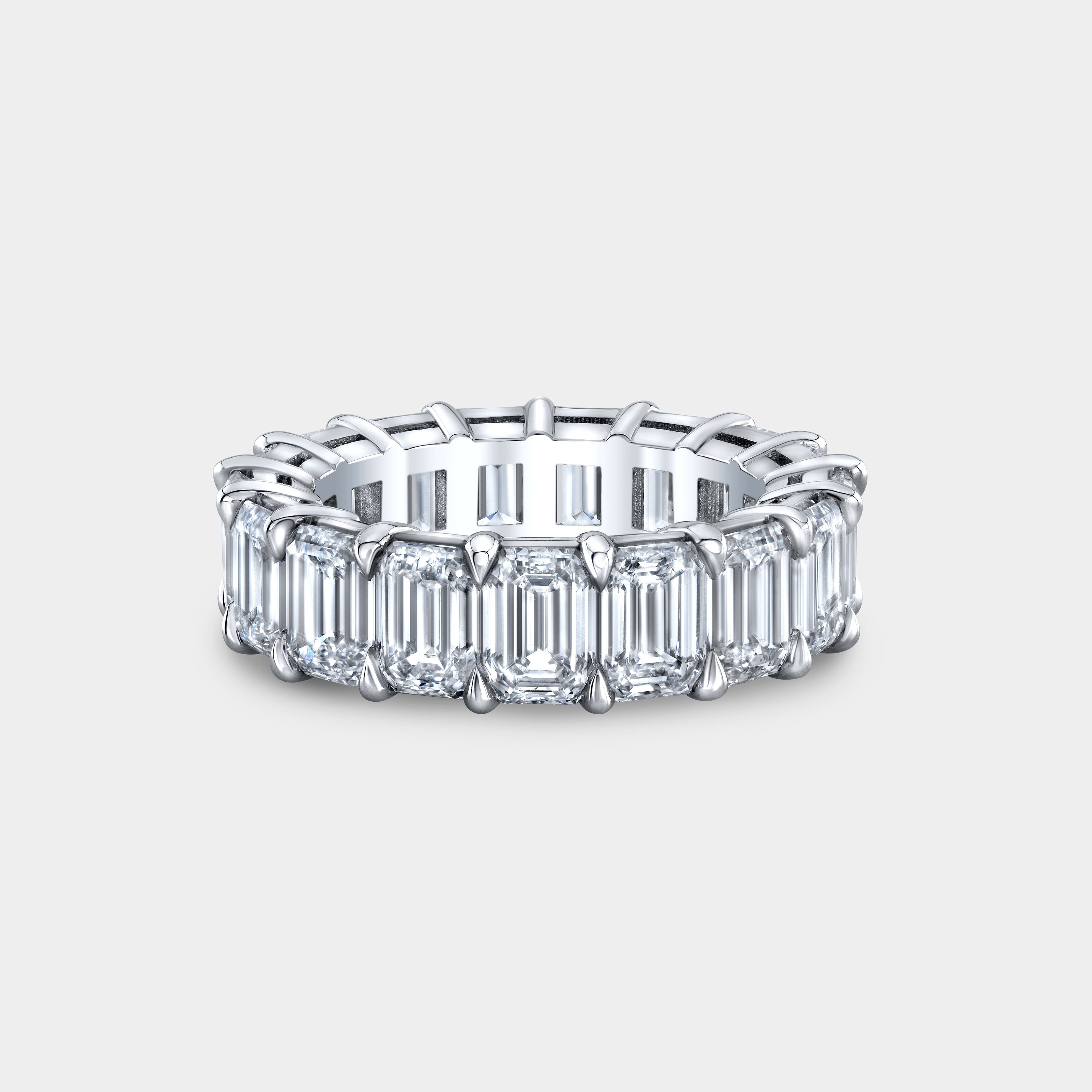 8.50ct Emerald Diamond Platinum Eternity Wedding Band
